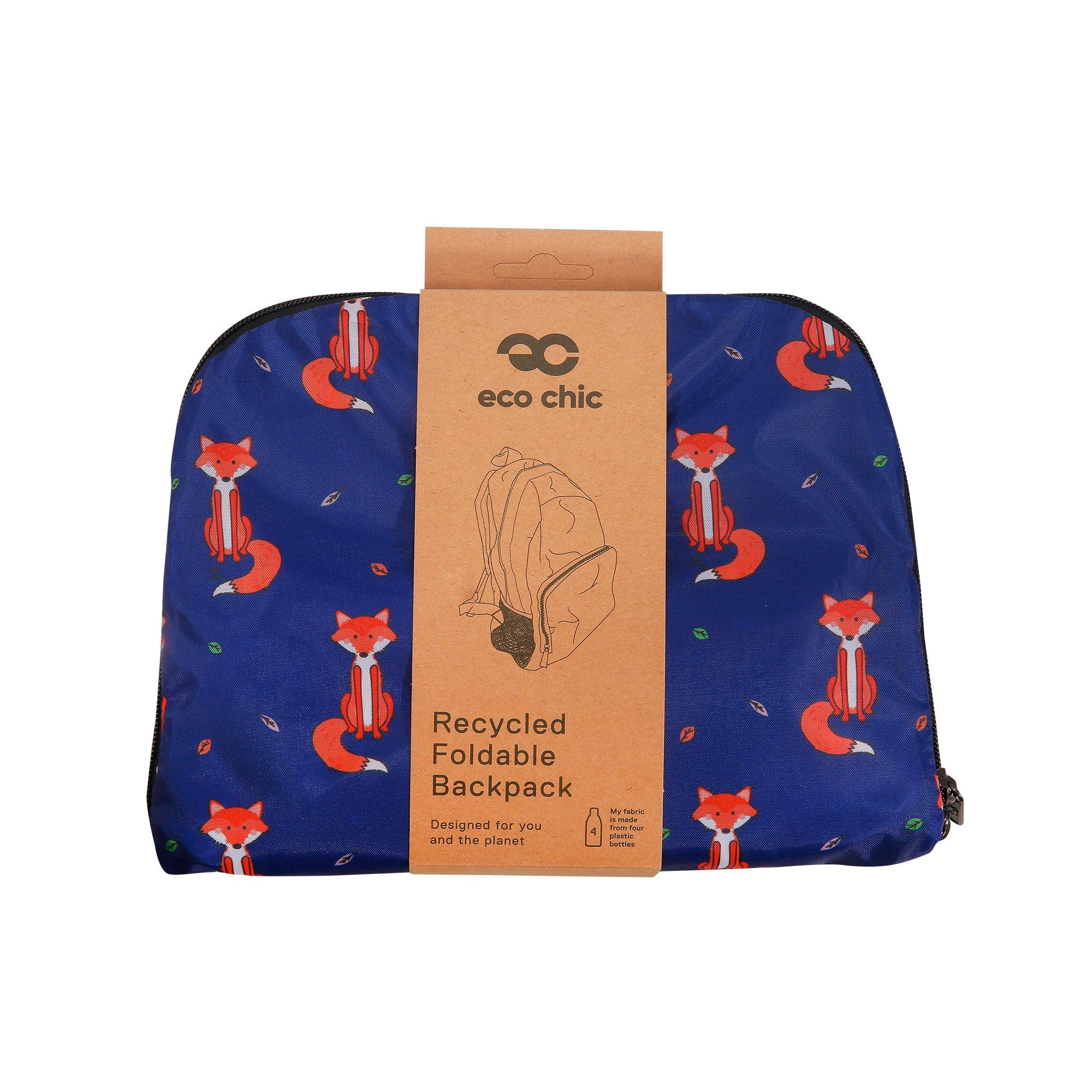 Eco Chic Eco Chic Lightweight Foldable Backpack Foxes
