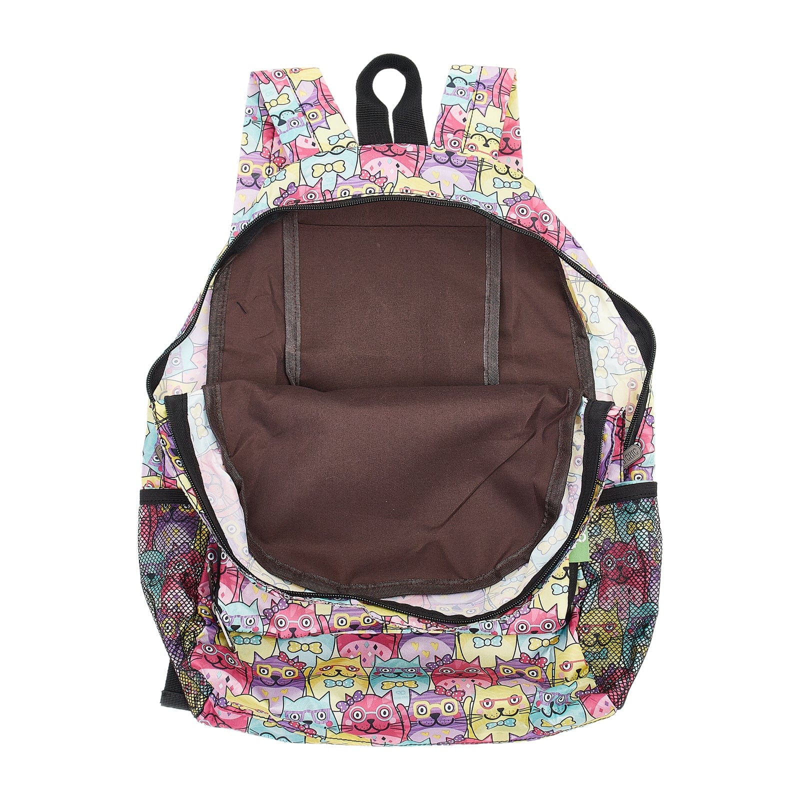 Eco Chic Lilac Eco Chic Lightweight Foldable Backpack Glasses Cats