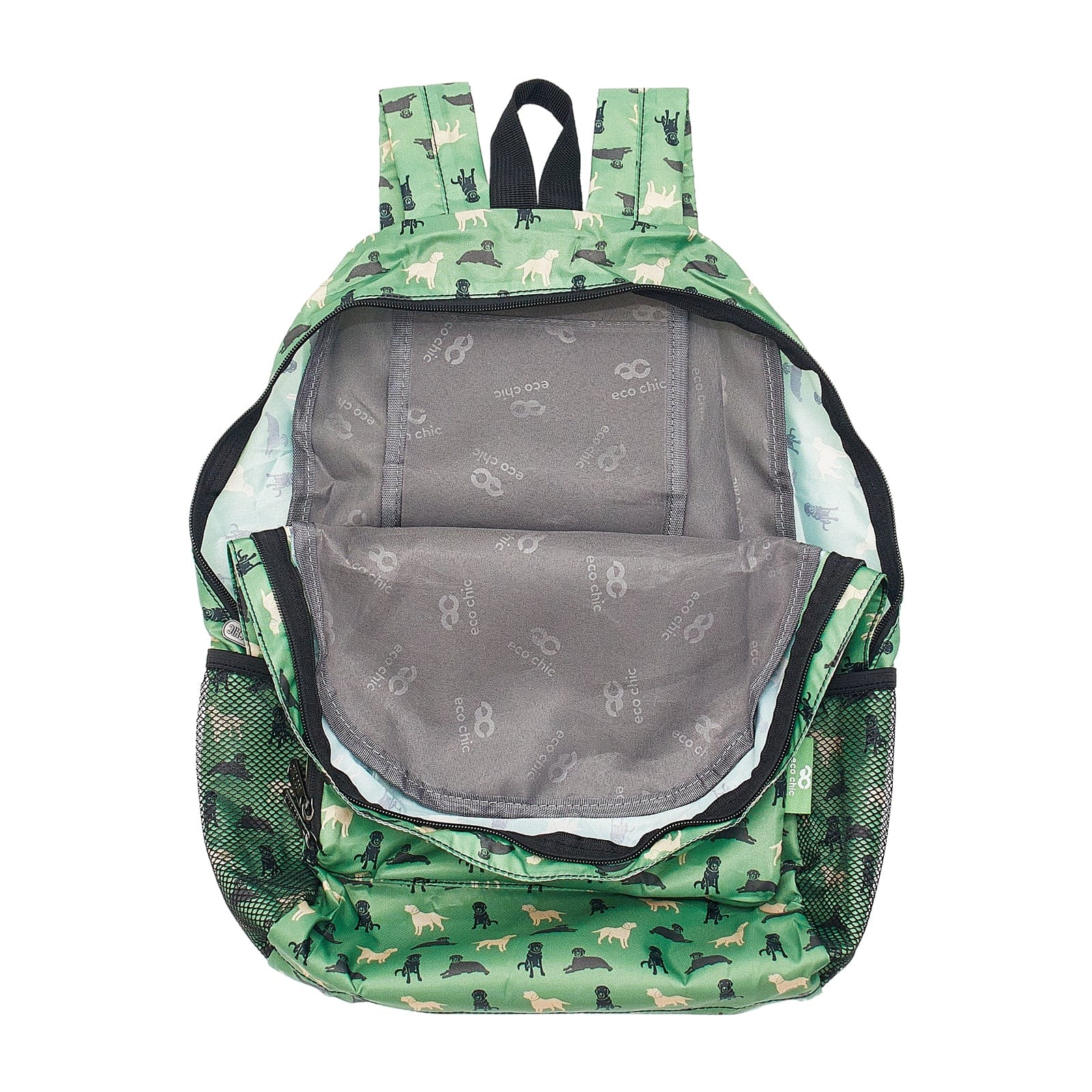 Eco Chic Green Eco Chic Lightweight Foldable Backpack Labradors