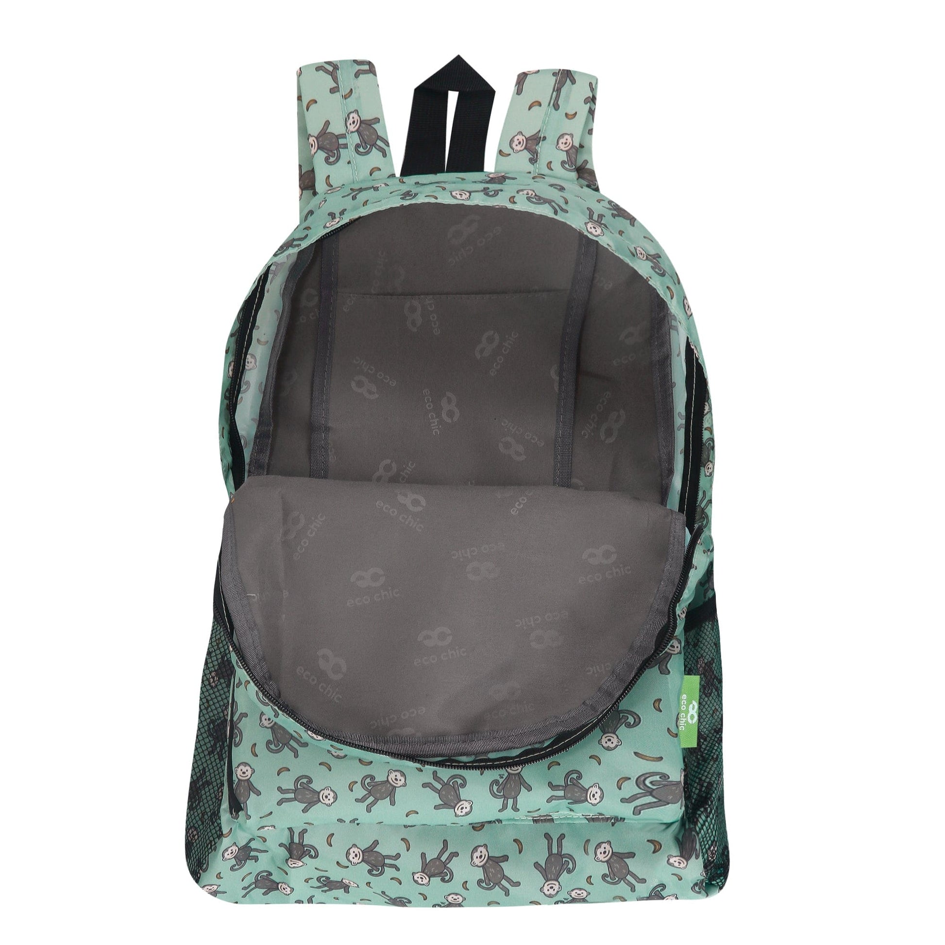 Eco Chic Eco Chic Lightweight Foldable Backpack Monkeys