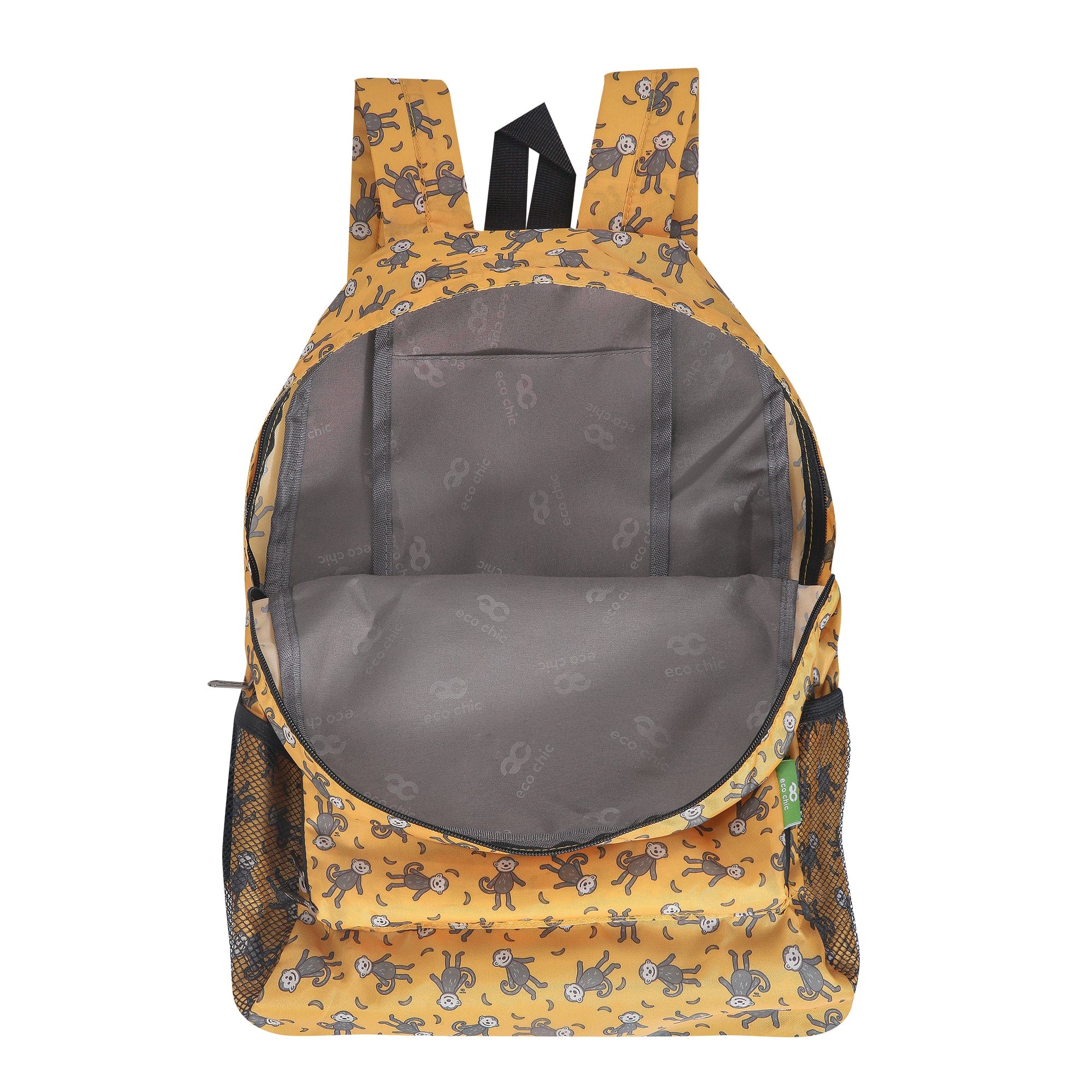 Eco Chic Eco Chic Lightweight Foldable Backpack Monkeys
