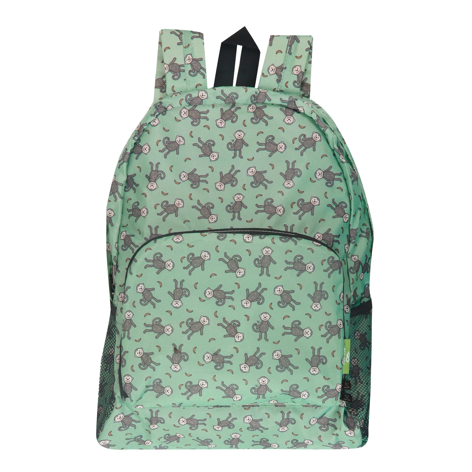 Eco Chic Green Eco Chic Lightweight Foldable Backpack Monkeys
