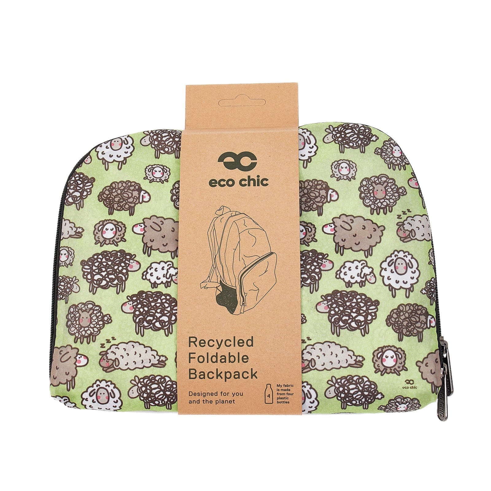 Eco Chic Eco Chic Lightweight Foldable Backpack Sheep