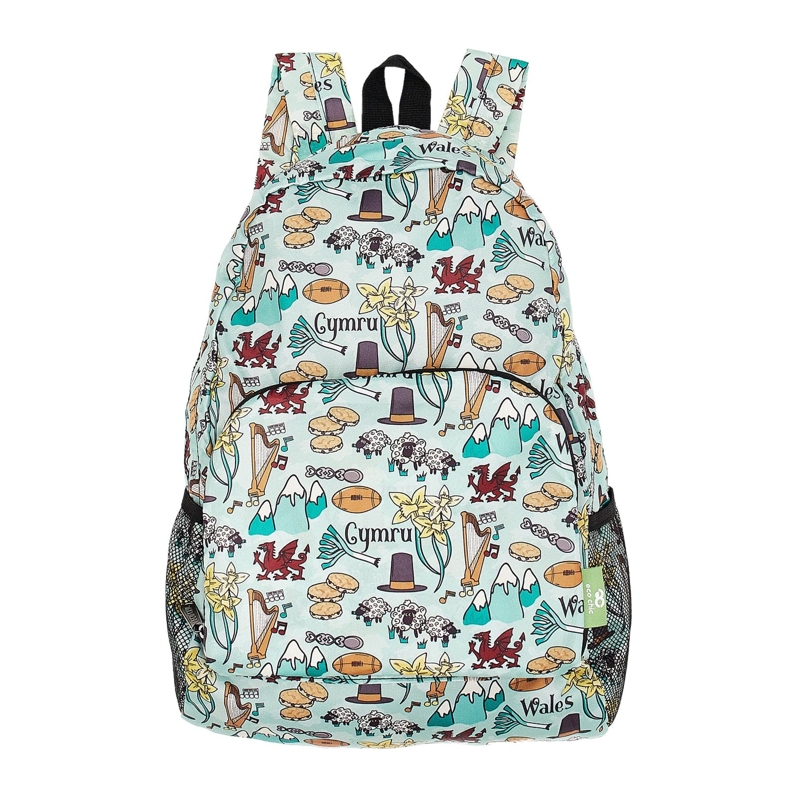 Eco Chic Blue Eco Chic Lightweight Foldable Backpack Wales Montage