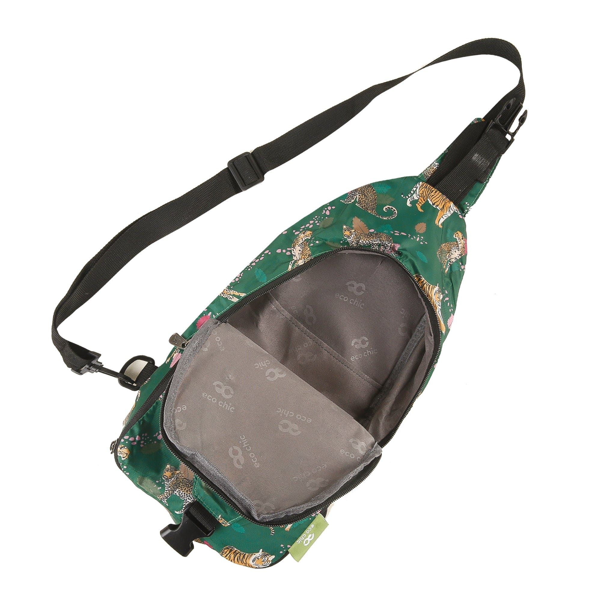 Eco Chic Green Eco Chic Lightweight Foldable Crossbody Bag Big Cat