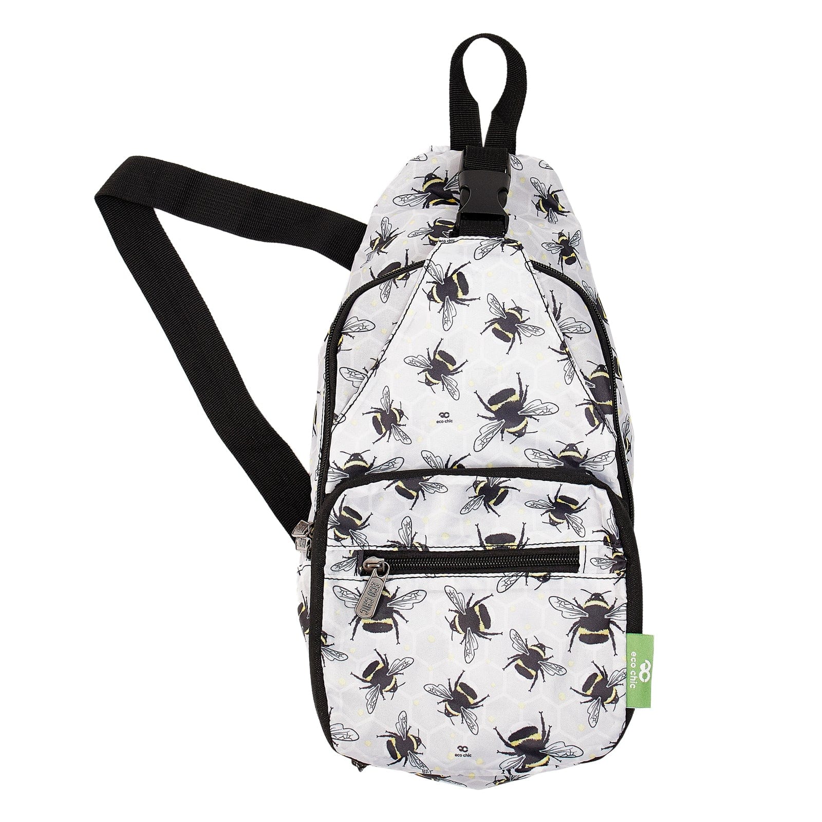 Eco Chic Grey Eco Chic Lightweight Foldable Crossbody Bag Bumble Bees