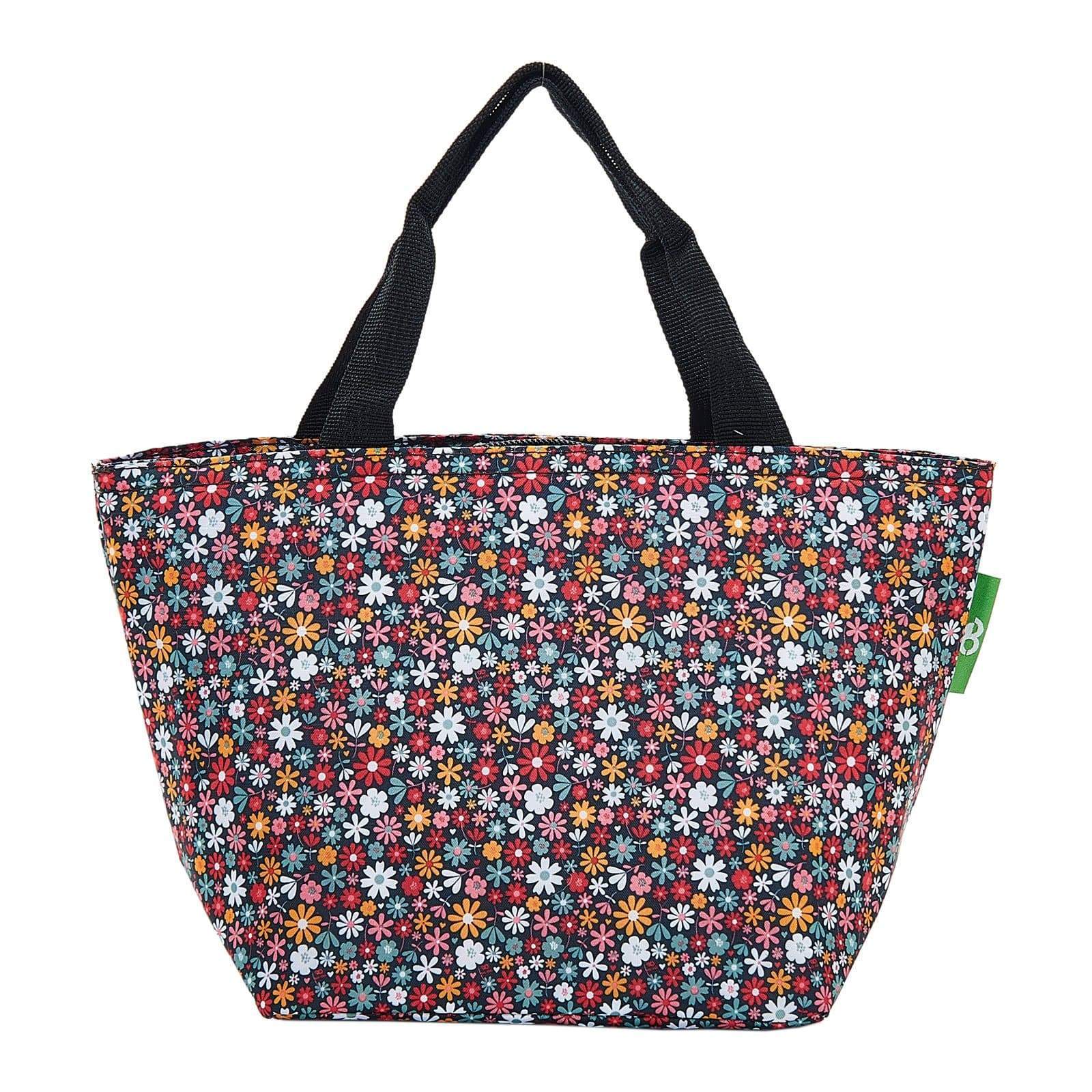Eco Chic Black Eco Chic Lightweight Foldable Lunch Bag Ditsy
