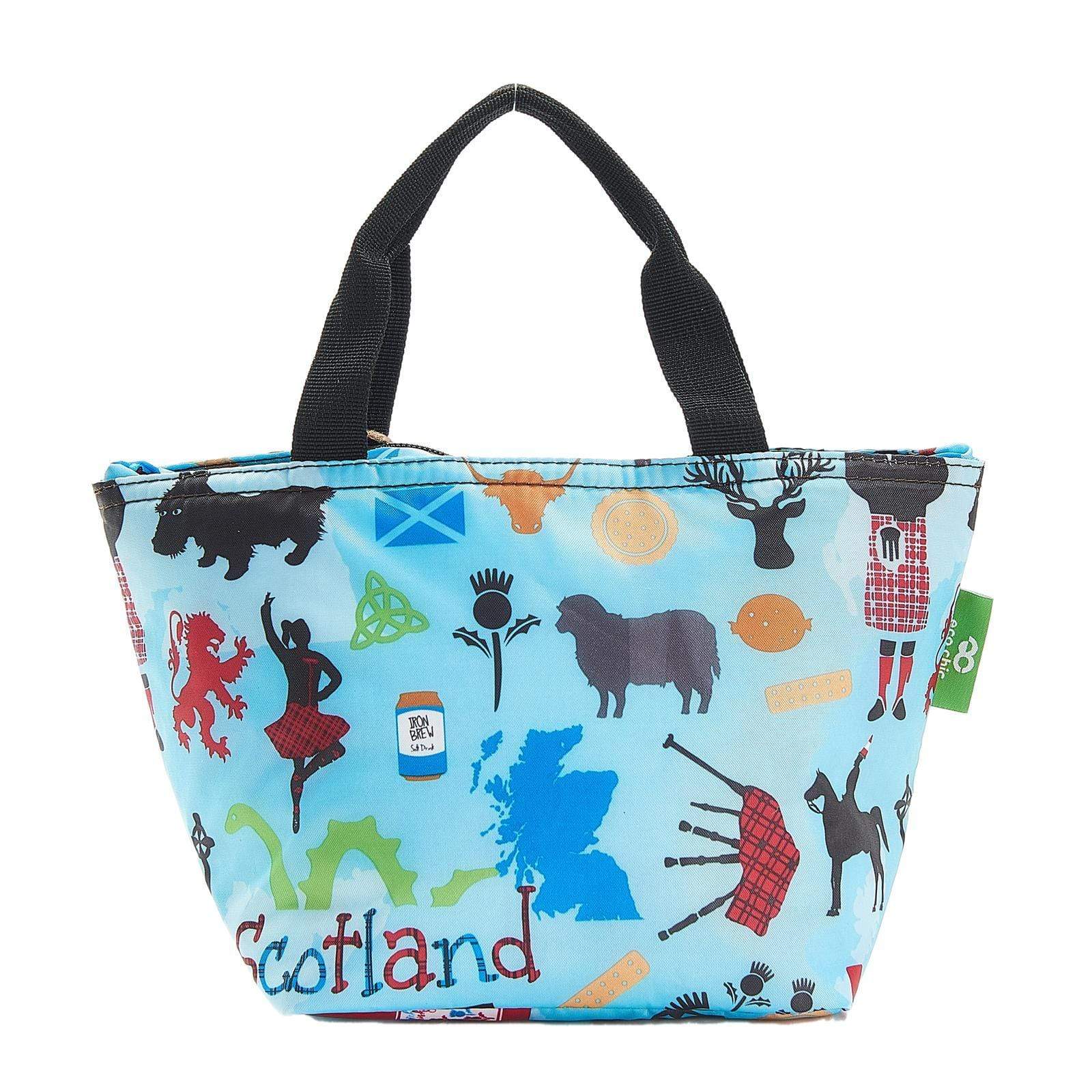 Eco Chic Blue Eco Chic Lightweight Foldable Lunch Bag Scottish Montage