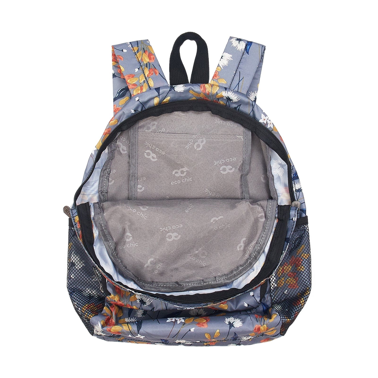 Eco Chic Grey Eco Chic Lightweight Foldable Mini Backpack Flowers