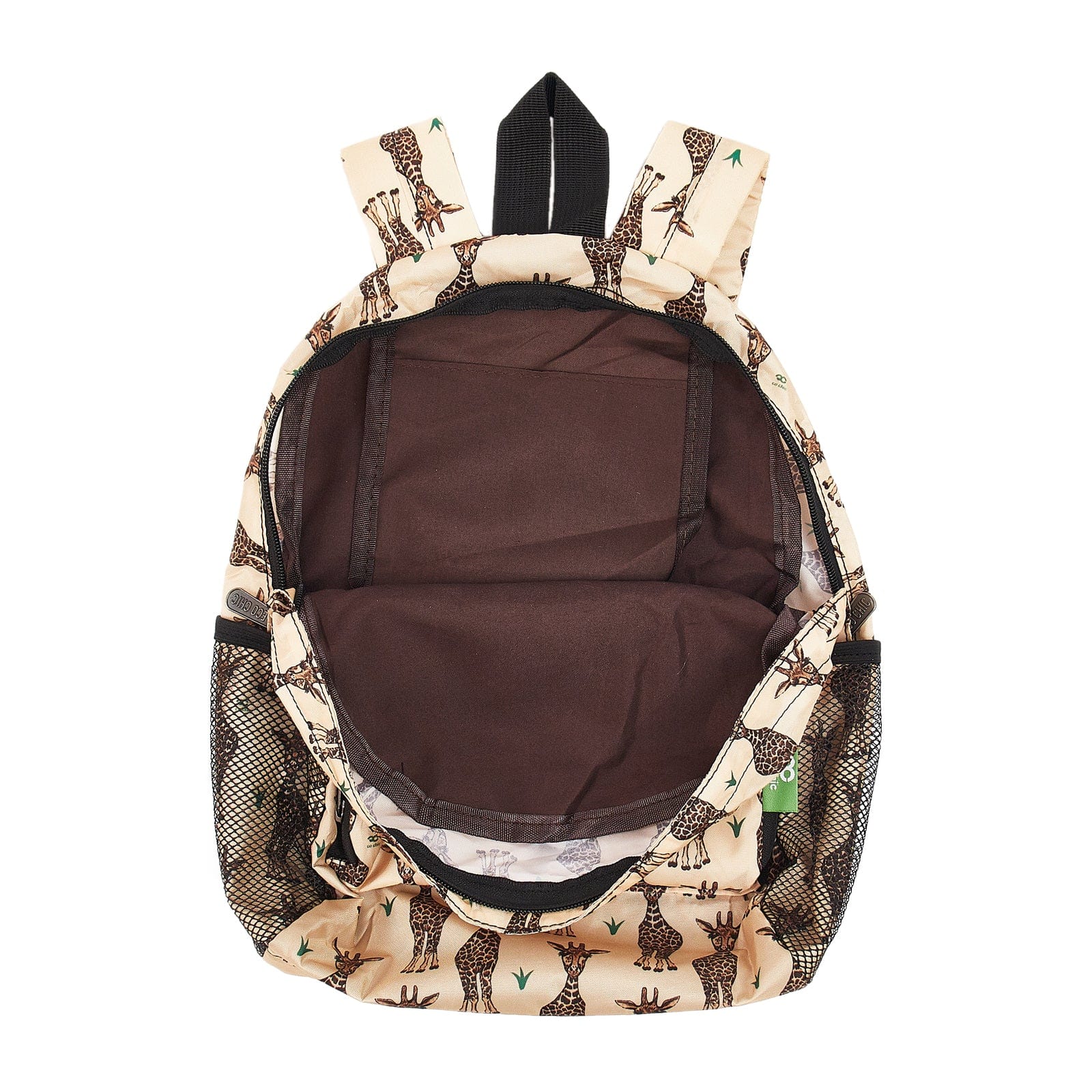 Eco Chic Beige Eco Chic Lightweight Foldable Mini Backpack Giraffes