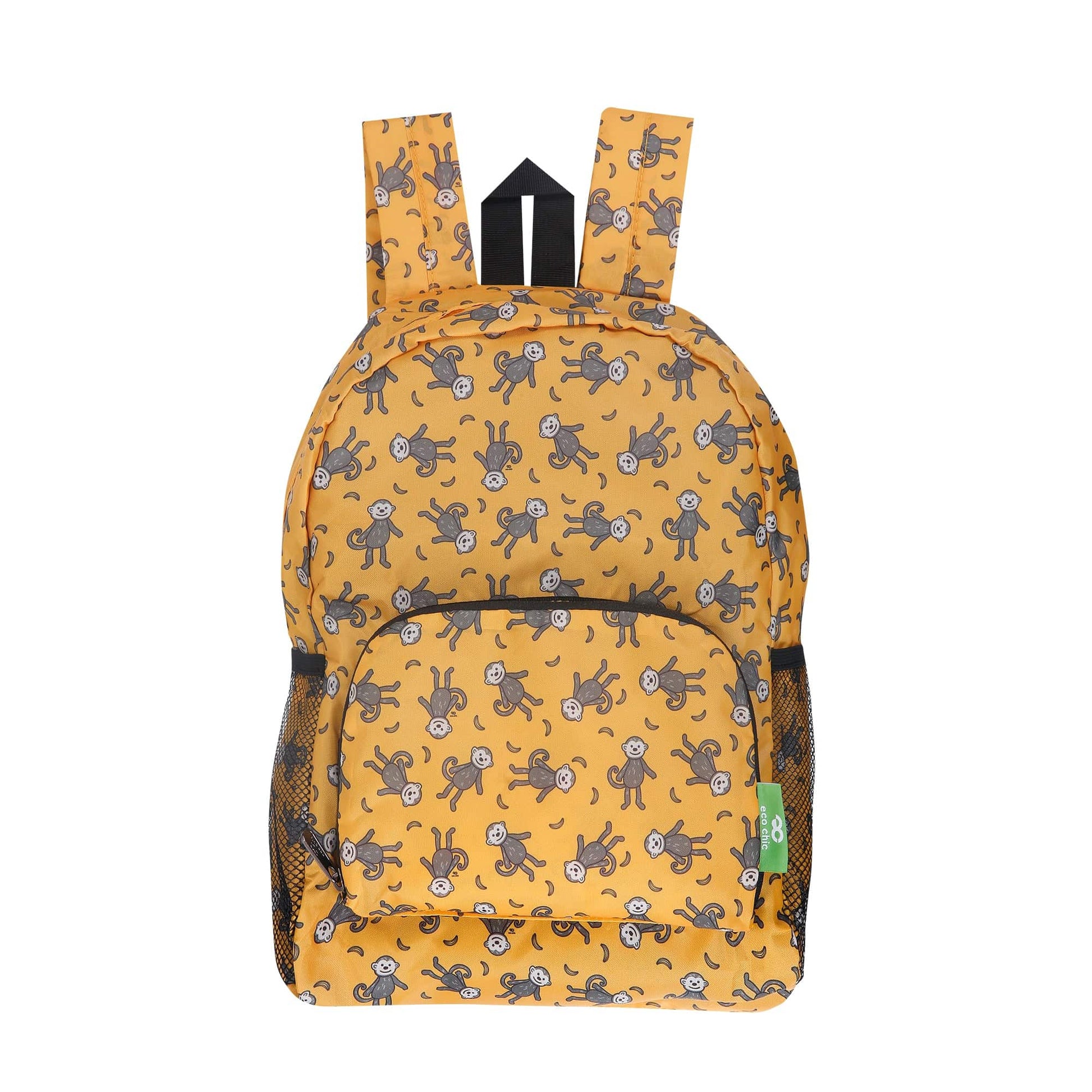 Eco Chic Eco Chic Lightweight Foldable Mini Backpack Monkeys