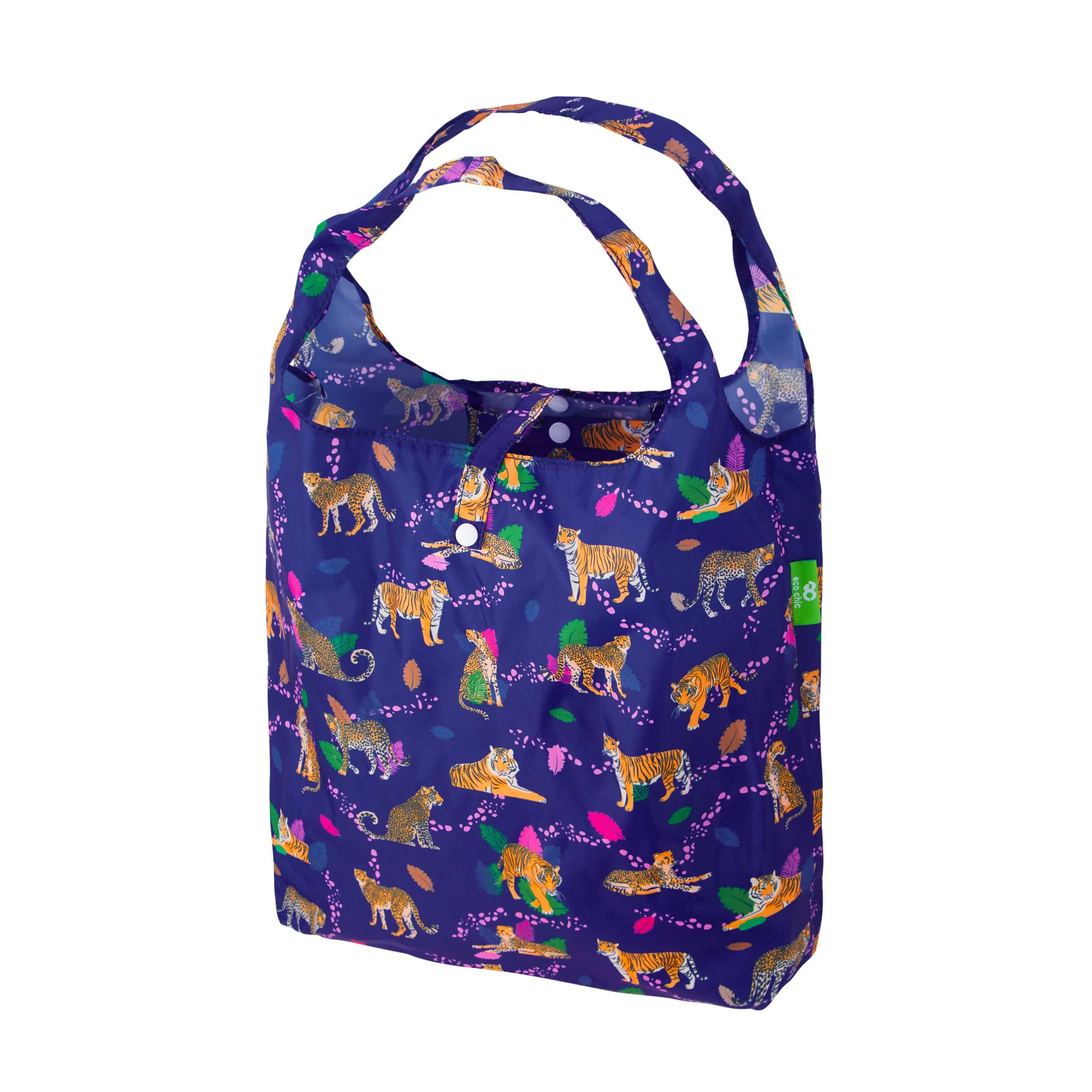Eco Chic Blue Eco Chic Lightweight Foldable Reusable Shopping Bag Big Cat