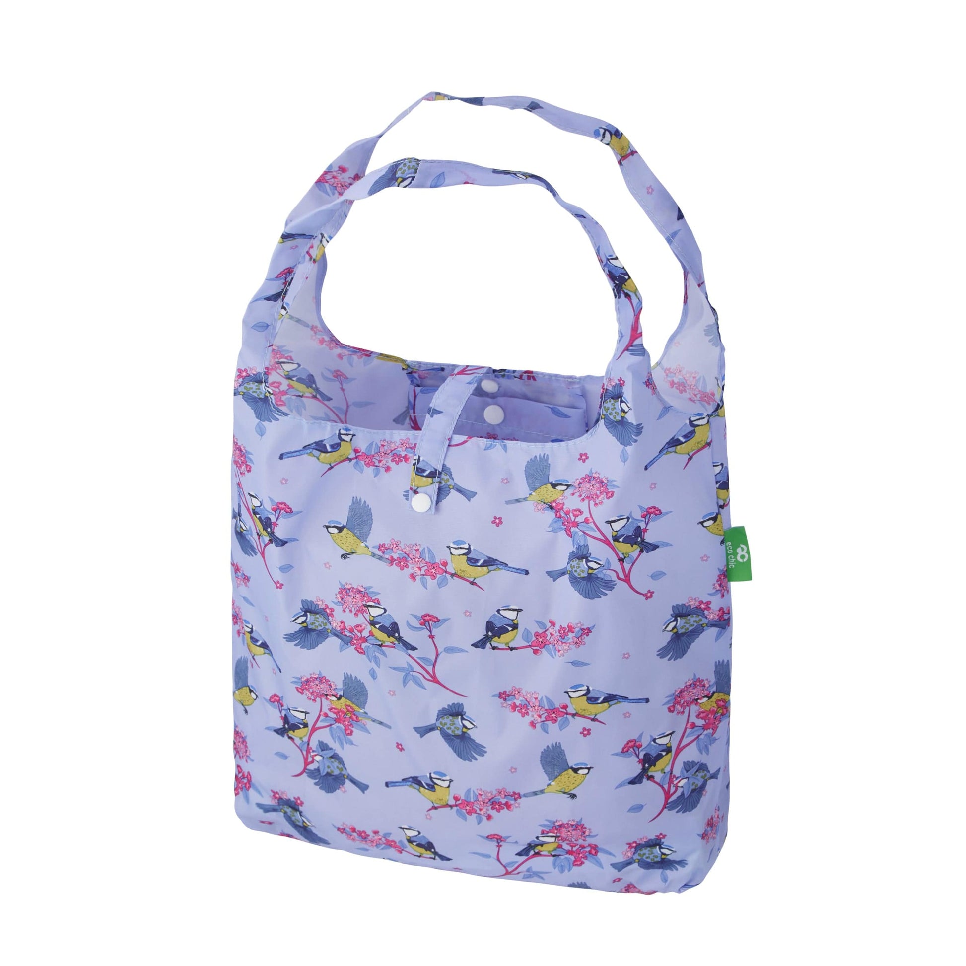Eco Chic Lilac Eco Chic Lightweight Foldable Reusable Shopping Bag Blue Tits