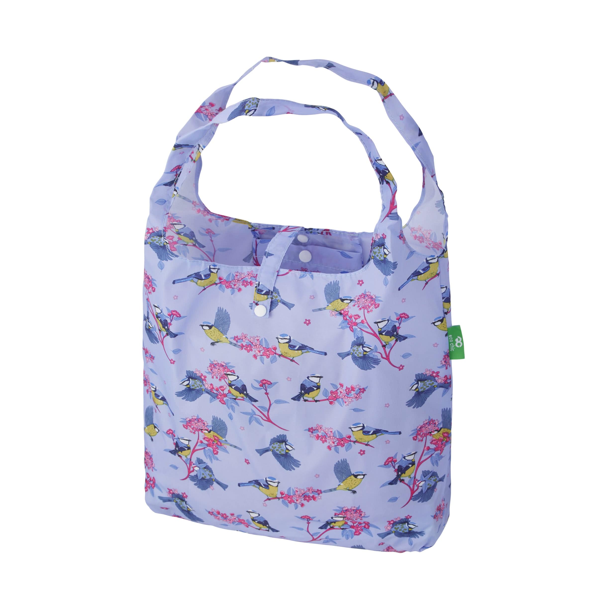Eco Chic Lilac Eco Chic Lightweight Foldable Reusable Shopping Bag Blue Tits
