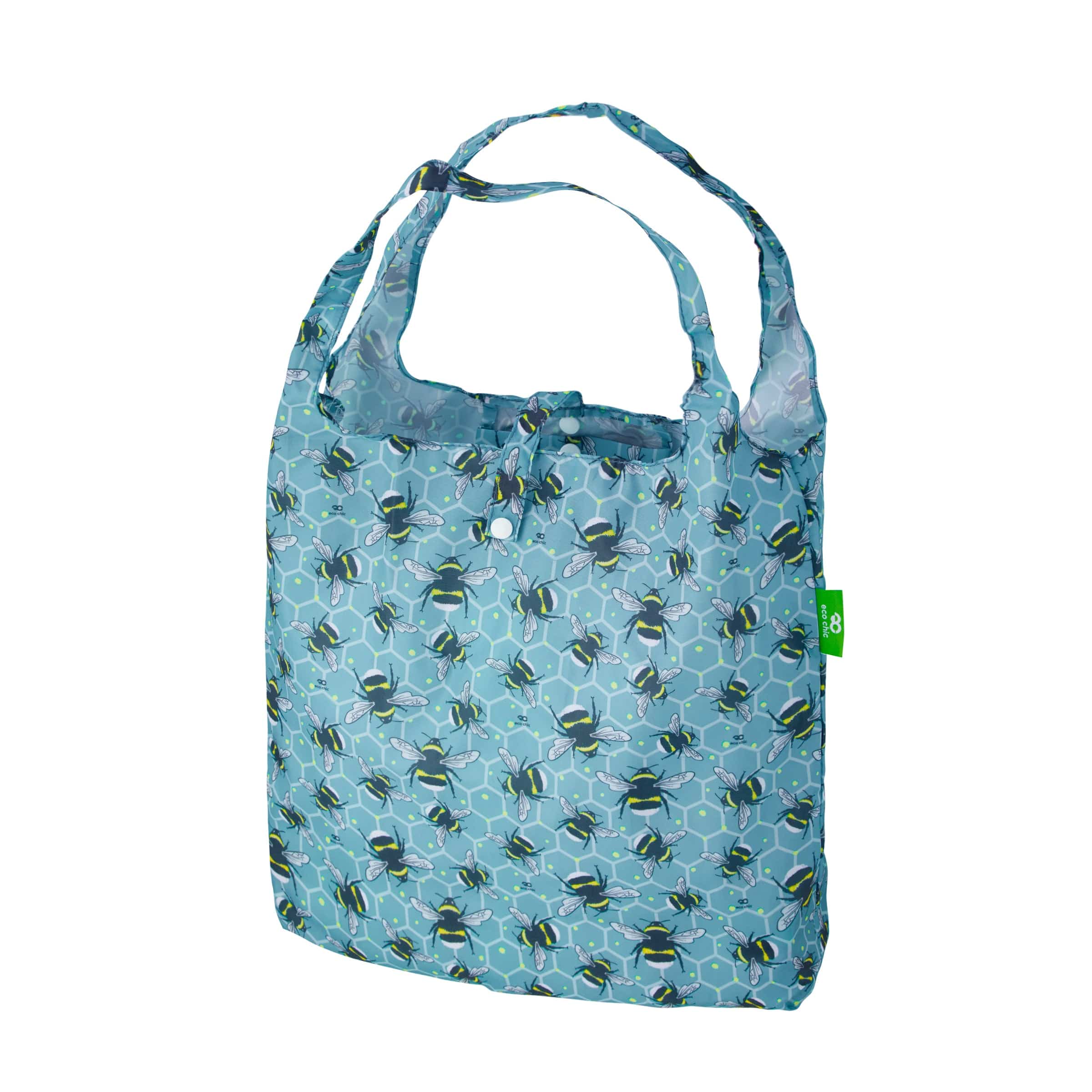 Eco Chic Blue Eco Chic Lightweight Foldable Reusable Shopping Bag Bumble Bees