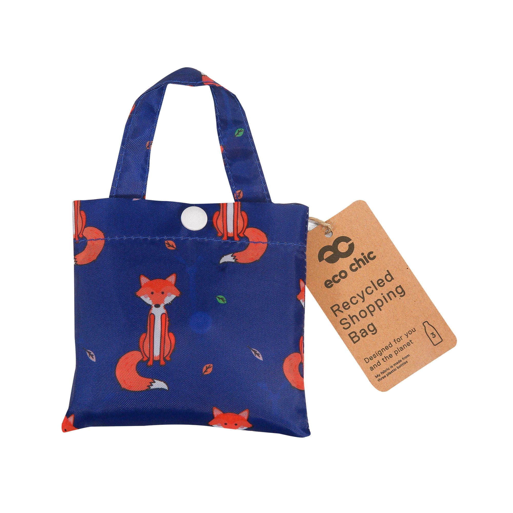 Eco Chic Eco Chic Lightweight Foldable Reusable Shopping Bag Foxes