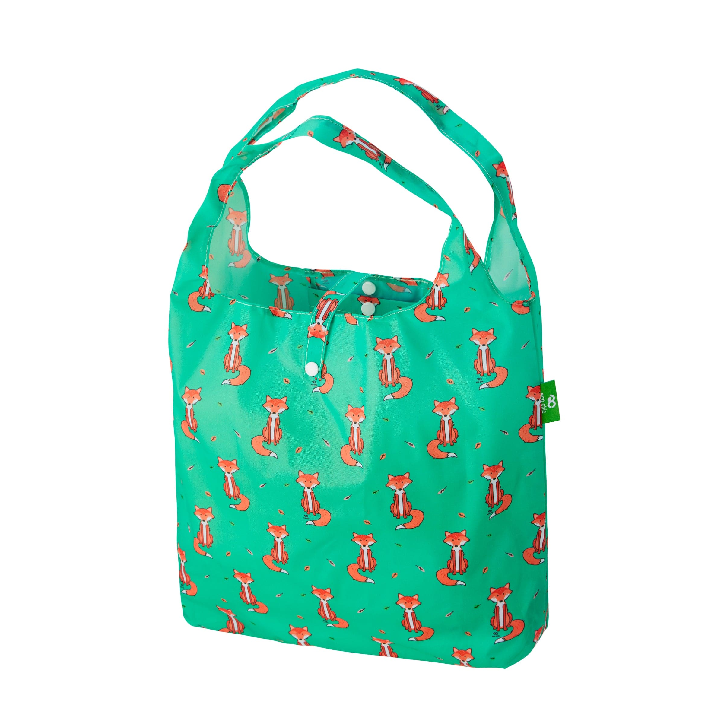 Eco Chic Green Eco Chic Lightweight Foldable Reusable Shopping Bag Foxes