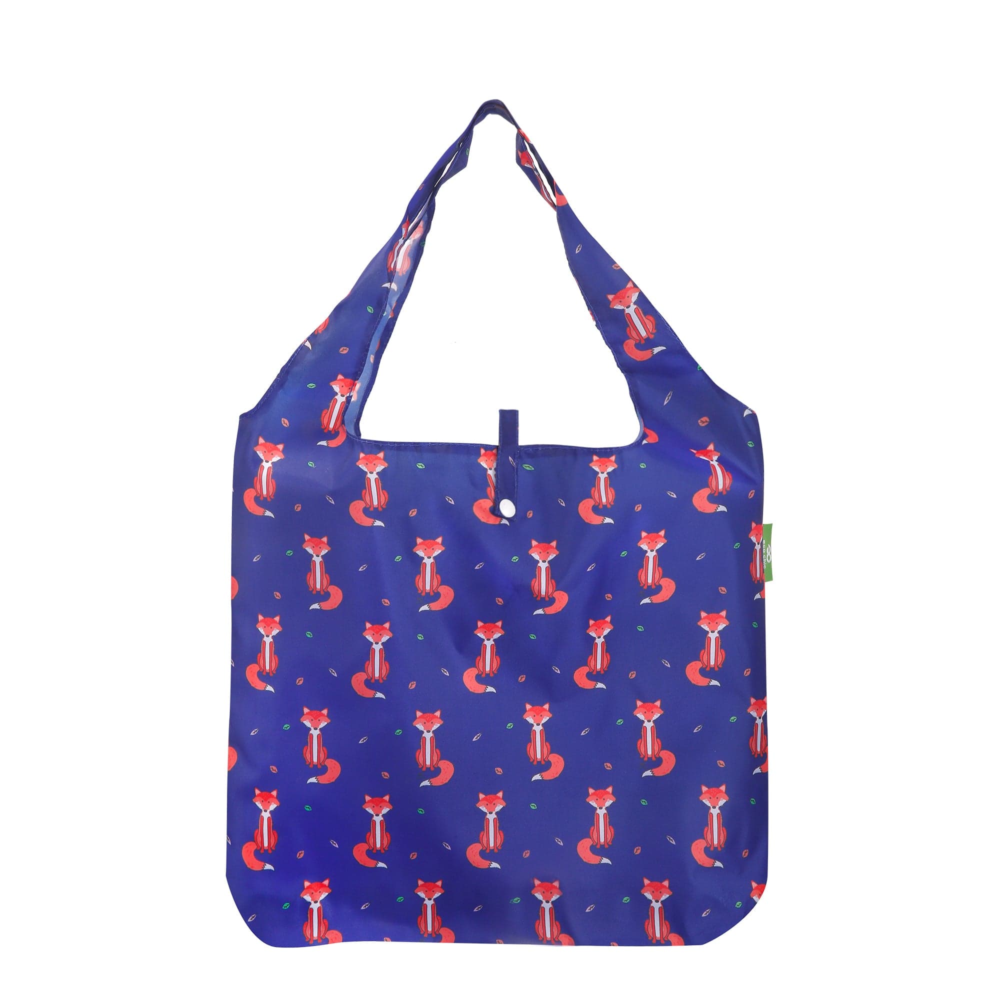 Eco Chic Navy Eco Chic Lightweight Foldable Reusable Shopping Bag Foxes