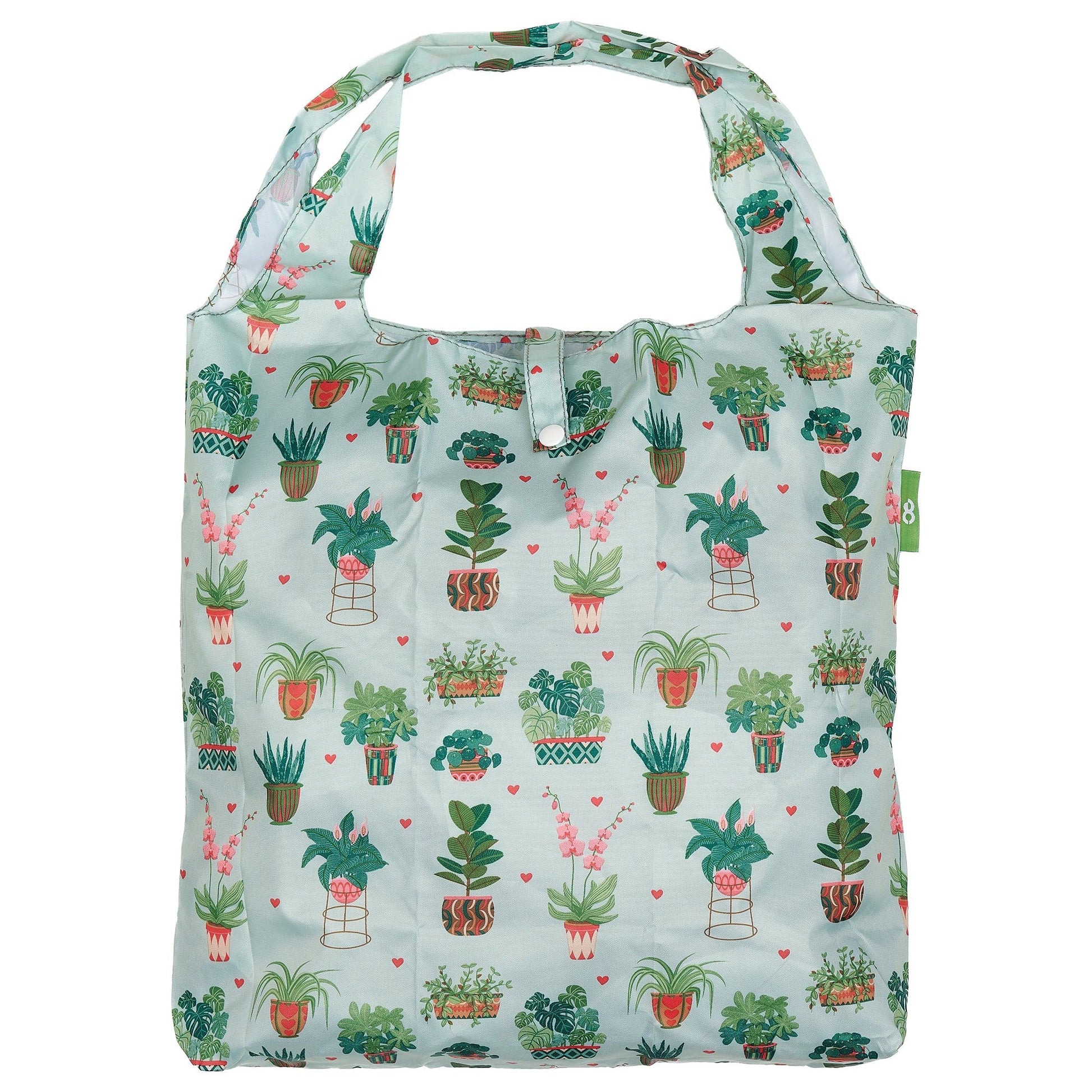 Eco Chic Mint Eco Chic Lightweight Foldable Reusable Shopping Bag House Plant