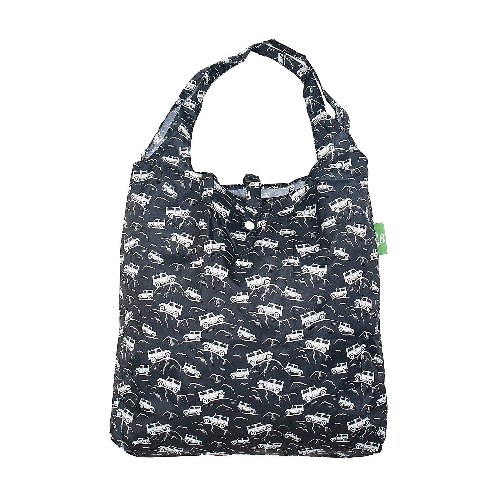 Eco Chic Black Eco Chic Lightweight Foldable Reusable Shopping Bag Landrovers