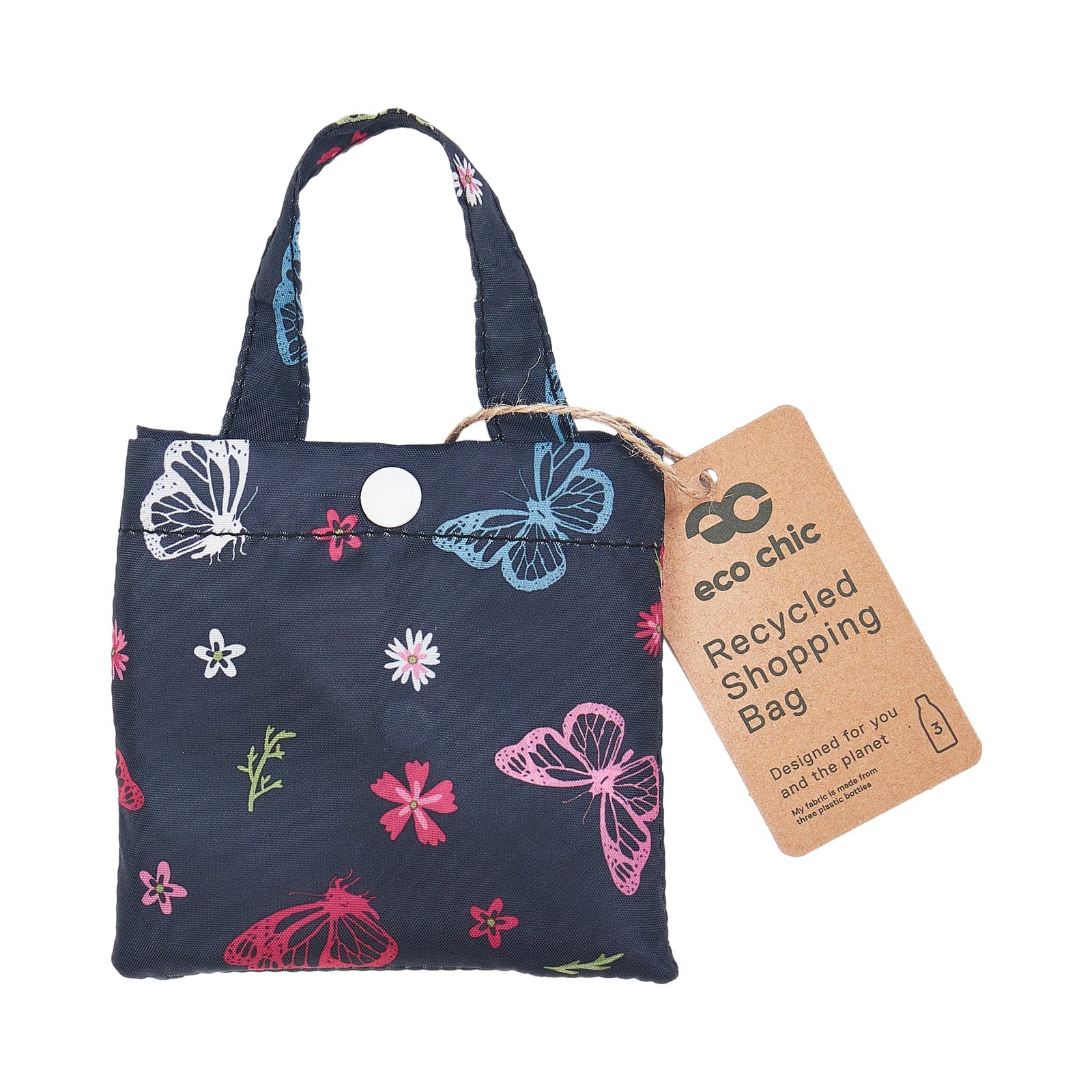 Eco Chic Eco Chic Lightweight Foldable Reusable Shopping Bag Monarch Butterflies