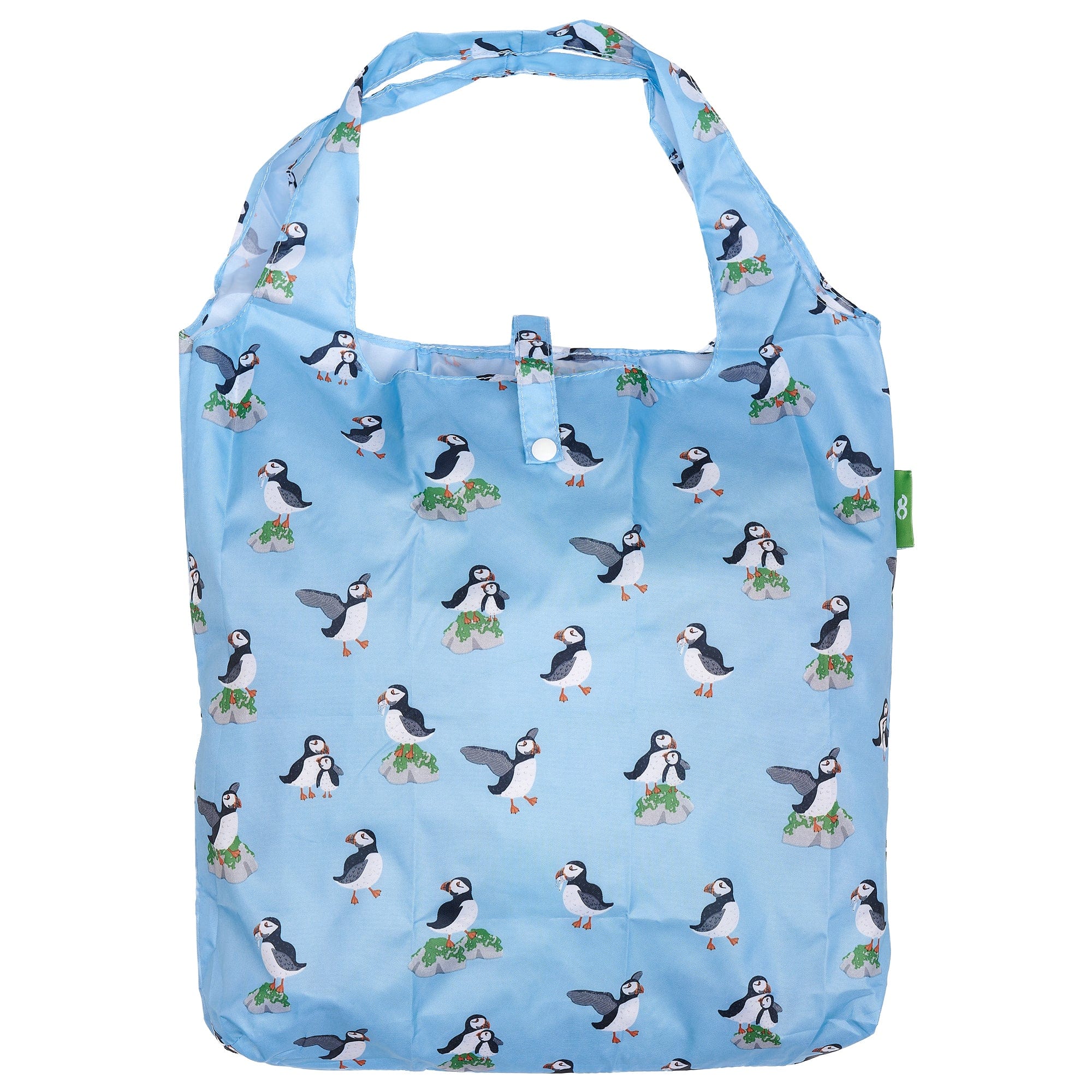 Eco Chic Blue Eco Chic Lightweight Foldable Reusable Shopping Bag Multi Puffin