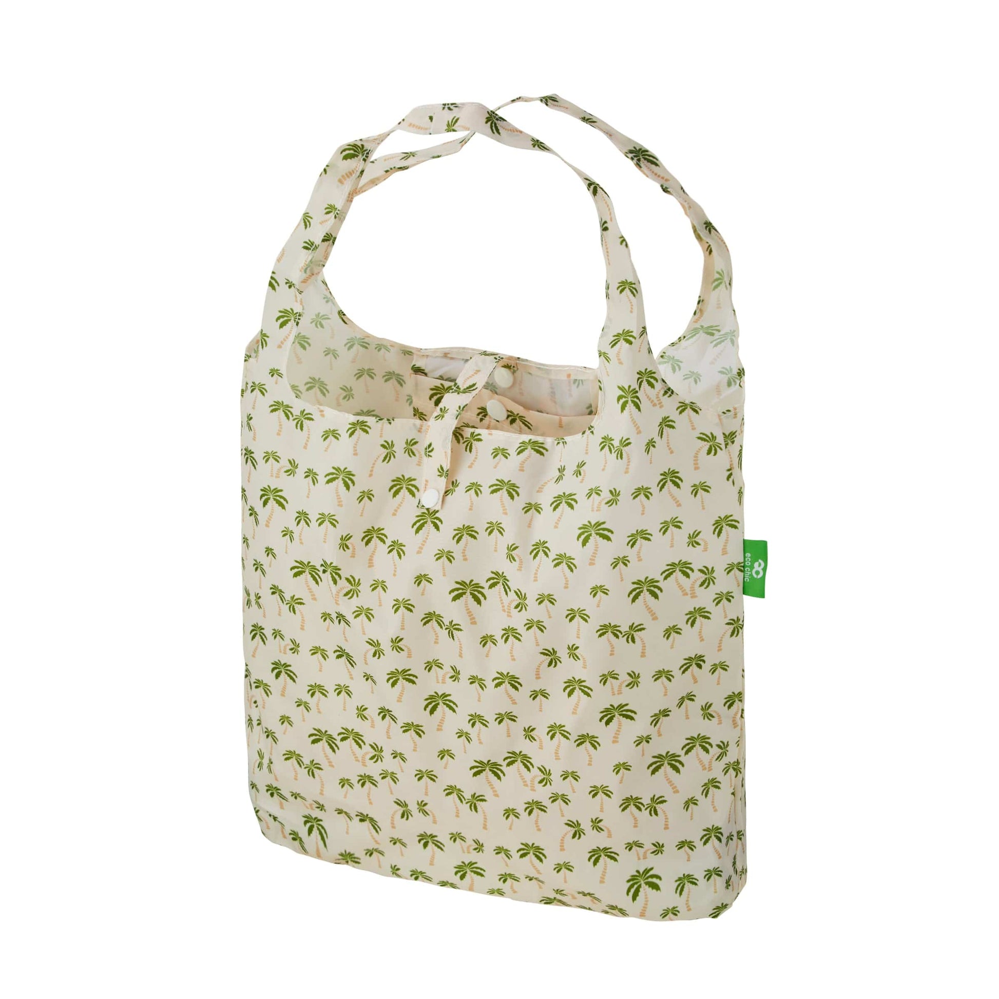 Eco Chic Beige Eco Chic Lightweight Foldable Reusable Shopping Bag Palm Tree