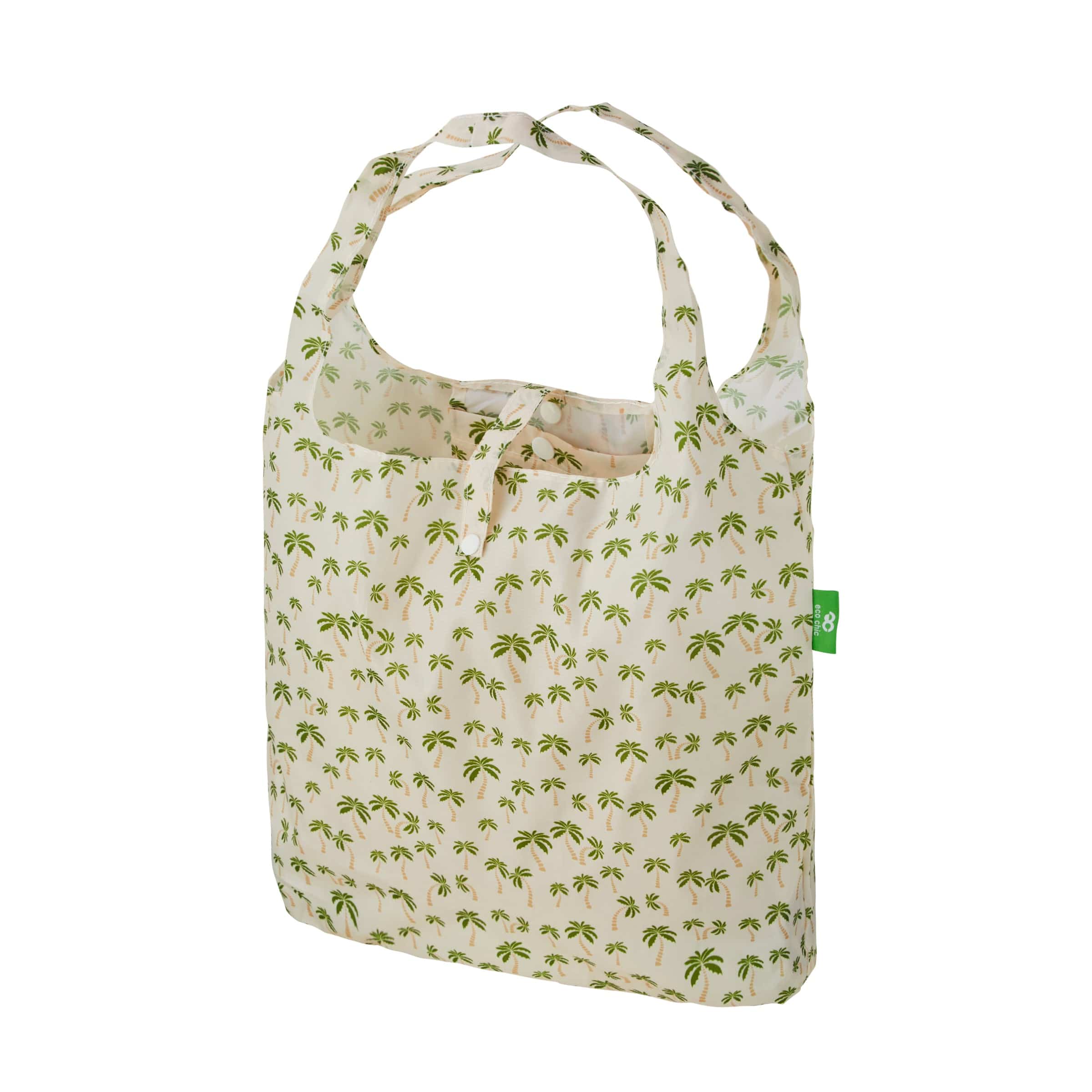 Eco Chic Beige Eco Chic Lightweight Foldable Reusable Shopping Bag Palm Tree