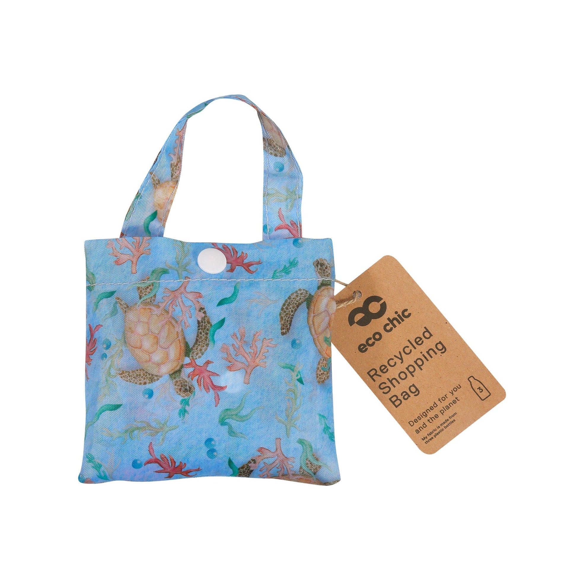 Eco Chic Eco Chic Lightweight Foldable Reusable Shopping Bag Sea Turtles