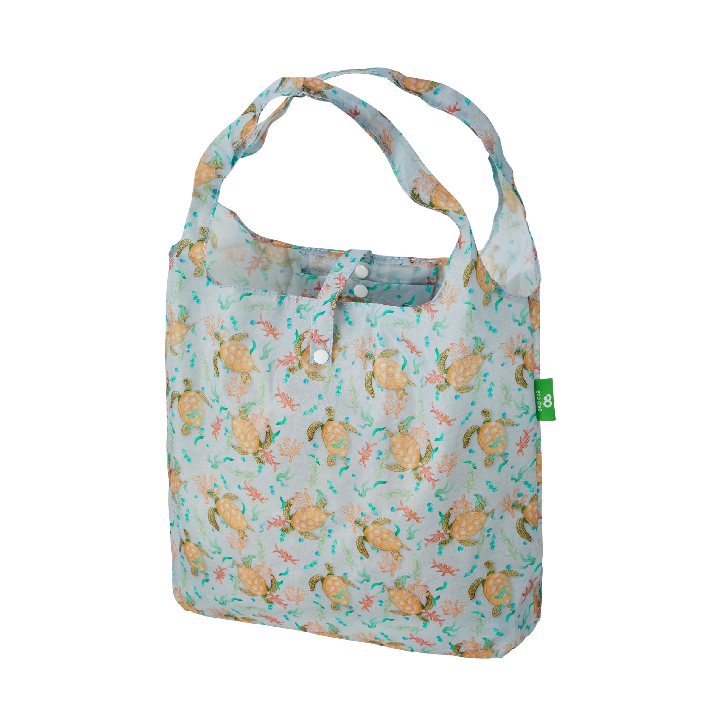 Eco Chic Grey Eco Chic Lightweight Foldable Reusable Shopping Bag Sea Turtles