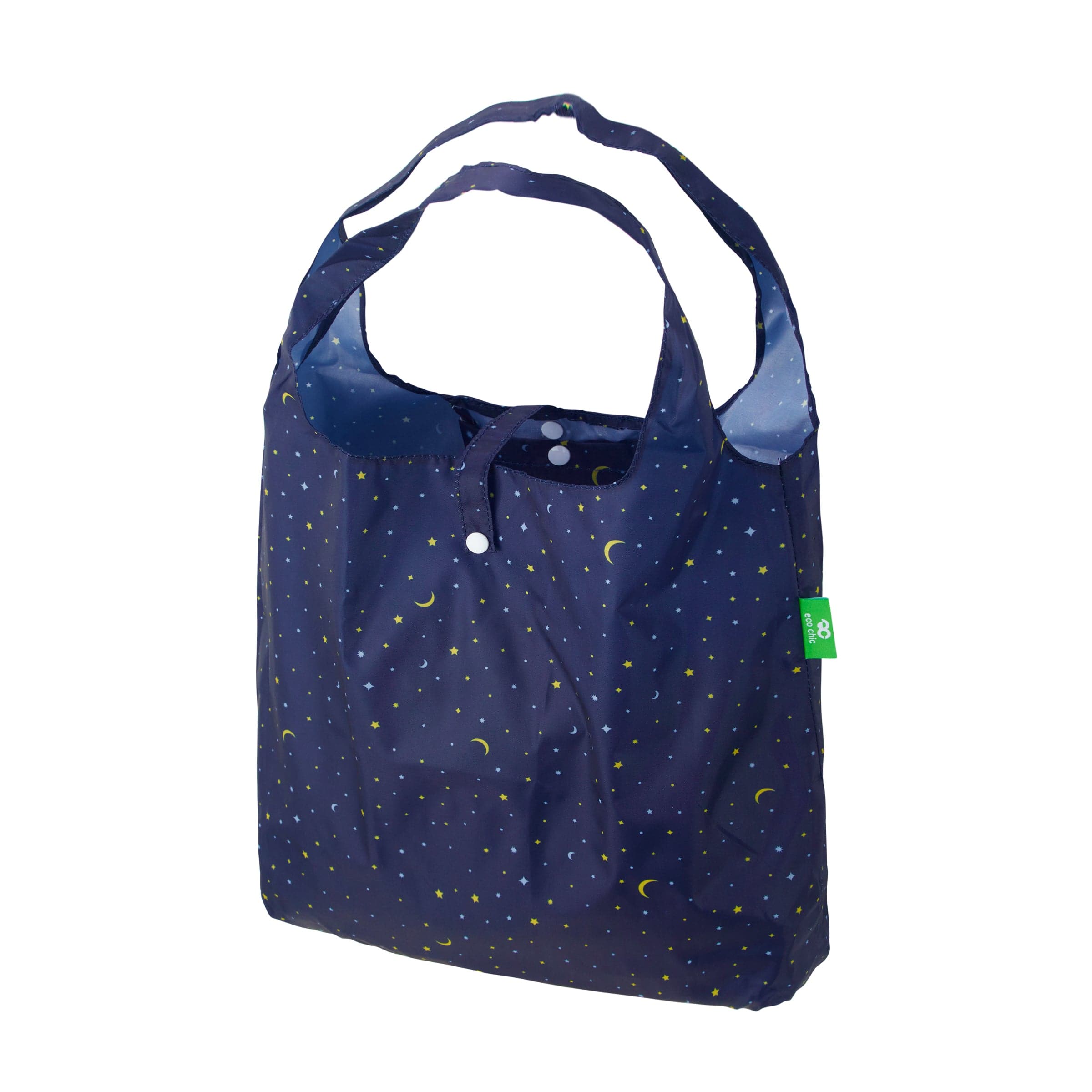 Eco Chic Navy Eco Chic Lightweight Foldable Reusable Shopping Bag Stars and Moons