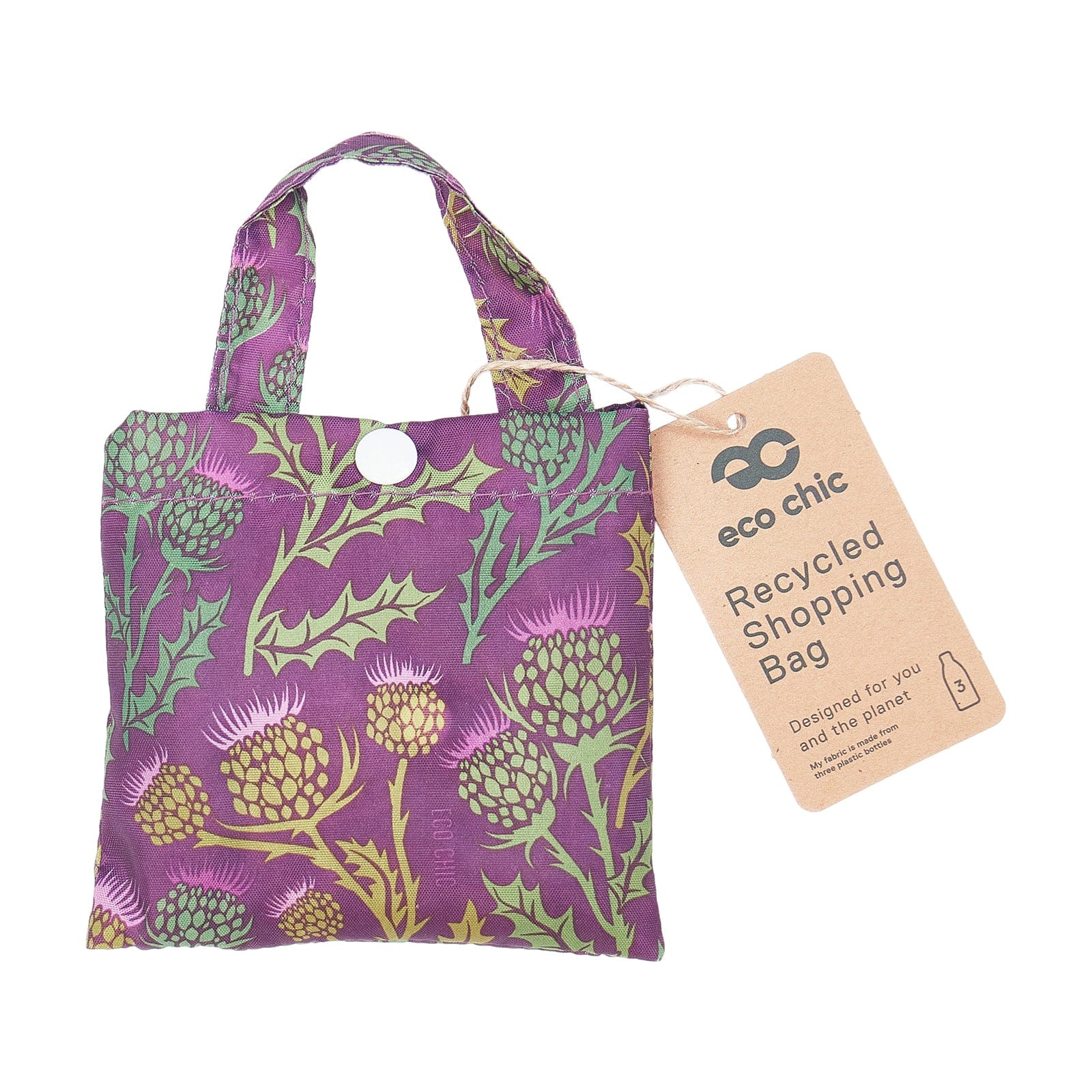 Eco Chic Eco Chic Lightweight Foldable Reusable Shopping Bag Thistle