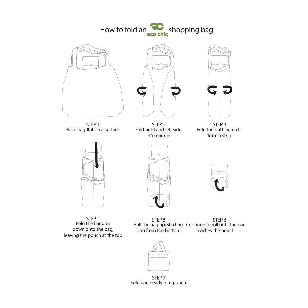Eco Chic Eco Chic Lightweight Foldable Reusable Shopping Bag Woodland