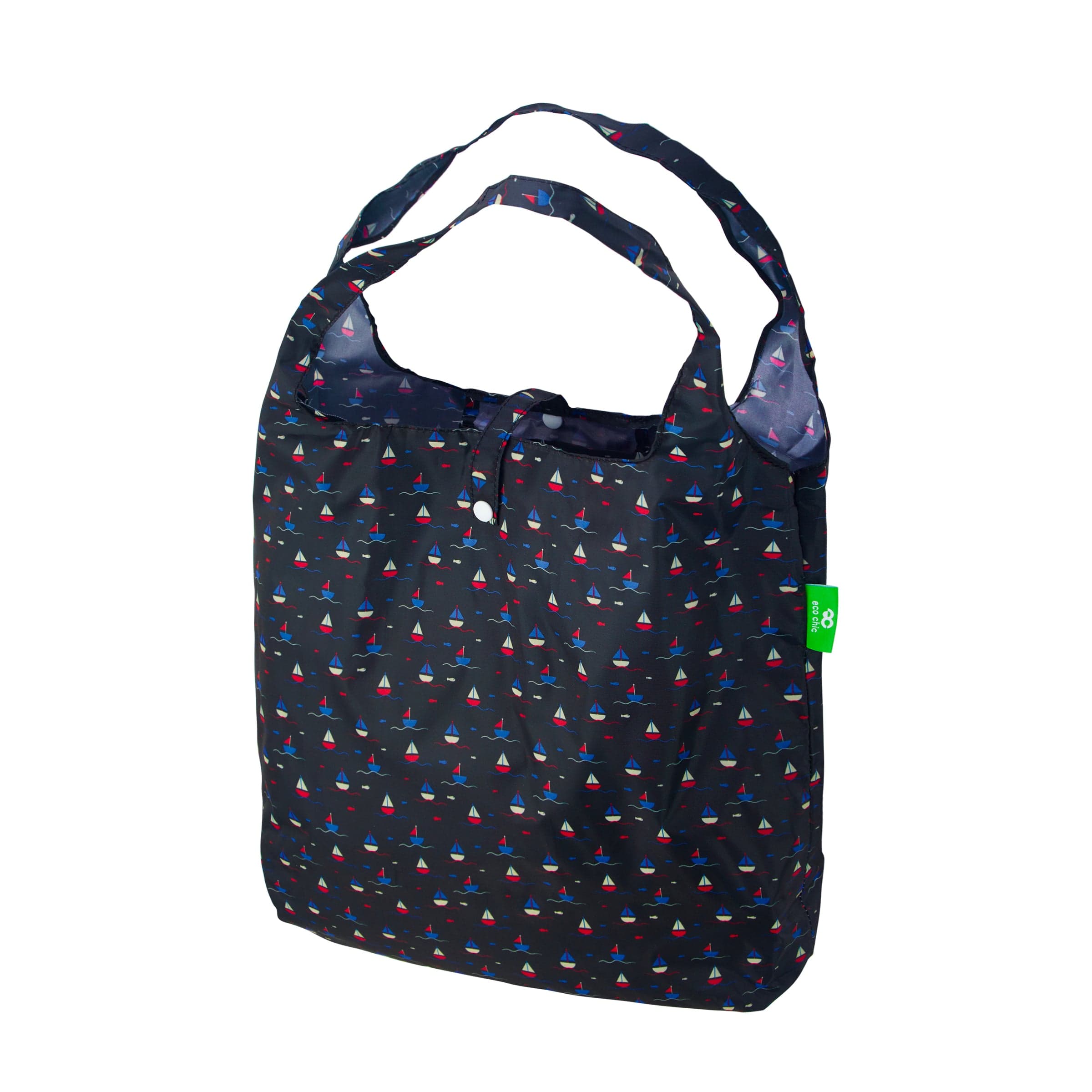 Eco Chic Navy Eco Chic Lightweight Foldable Reusable Shopping Bag Yachts