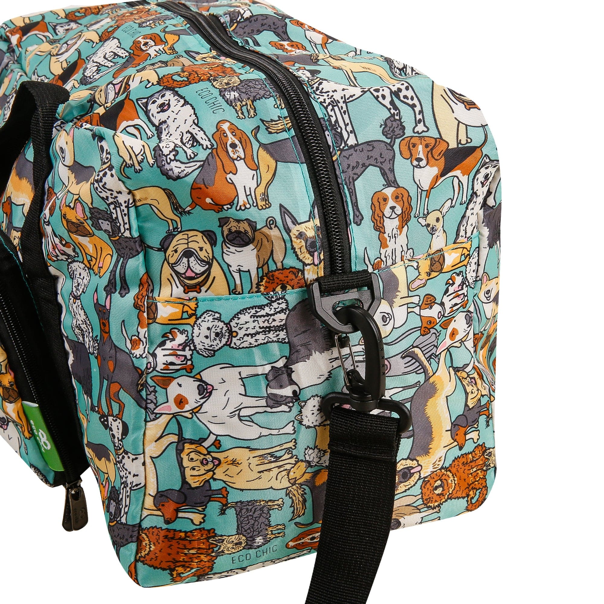 Eco Chic Teal Eco Chic Recycled Cabin Holdall Bag Dogs