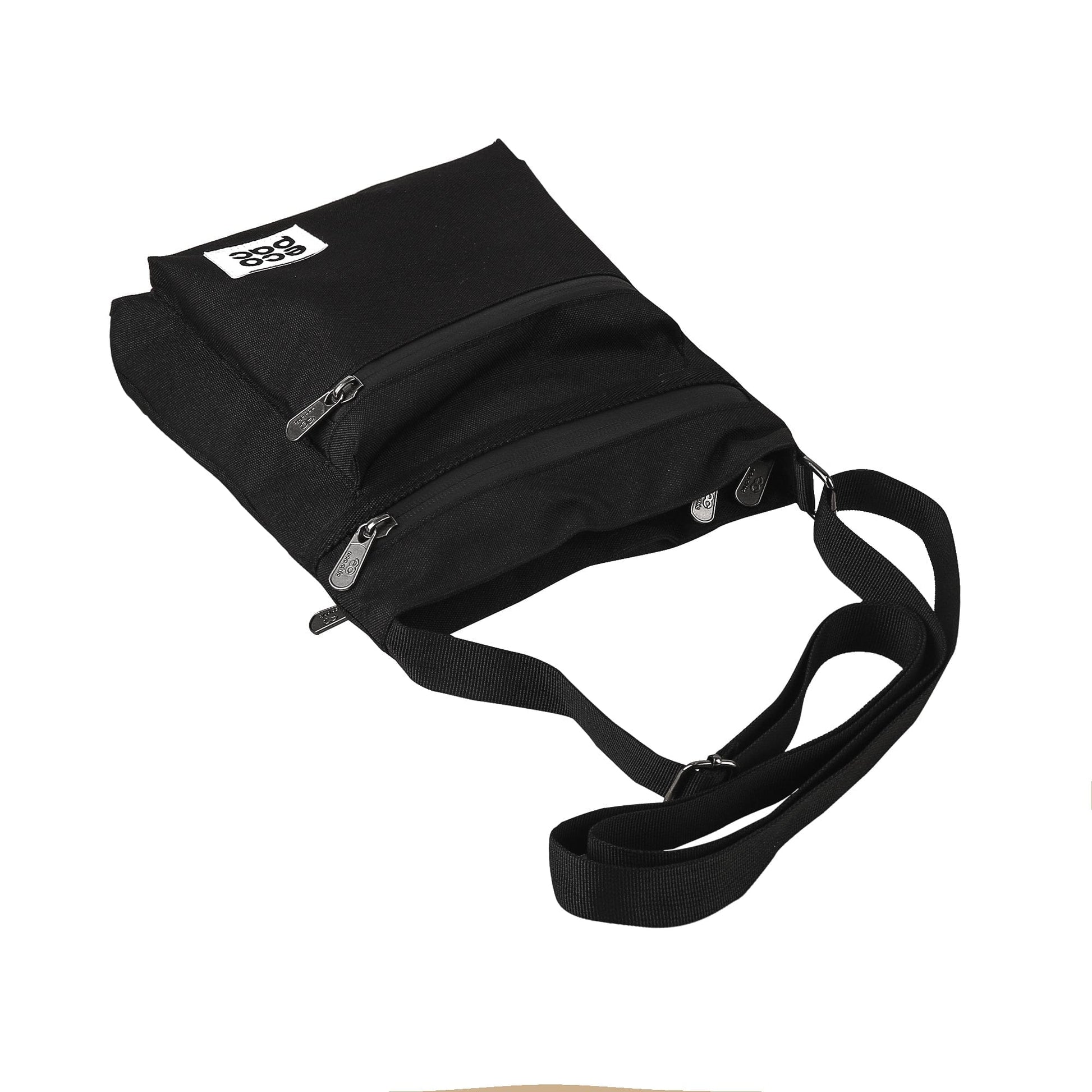 Eco Chic Eco Chic Recycled Canvas Messenger Bag - Black
