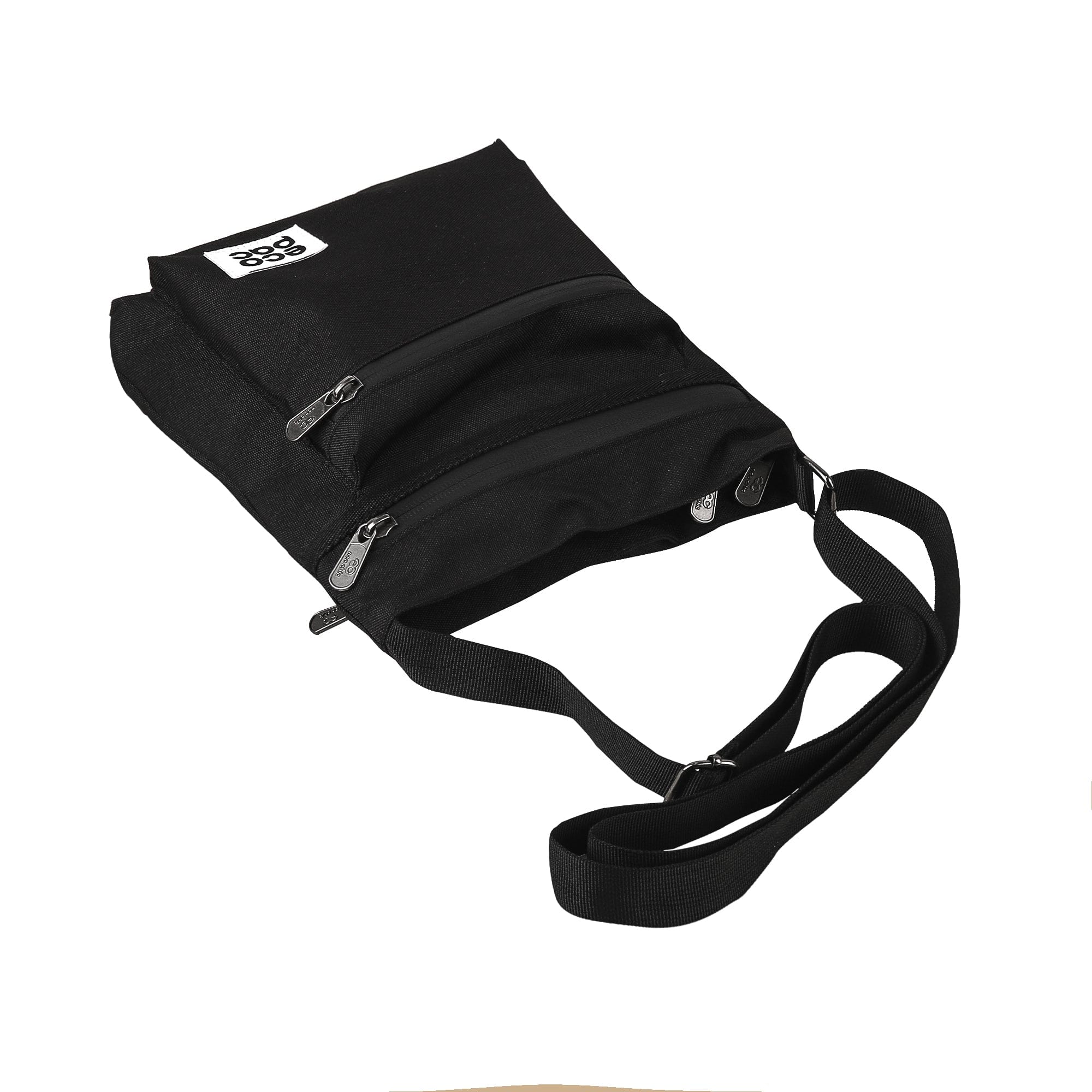Eco Chic Eco Chic Recycled Canvas Messenger Bag - Black