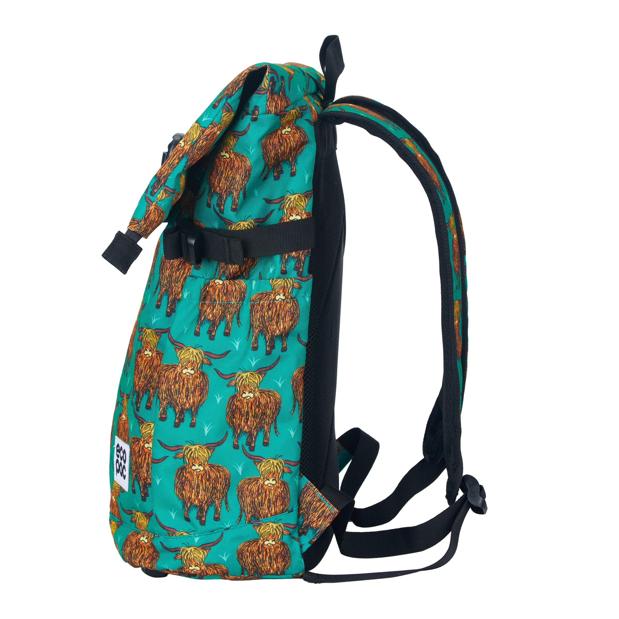 Eco Chic Eco Chic Recycled Canvas Rollup Backpack - Highland Cow