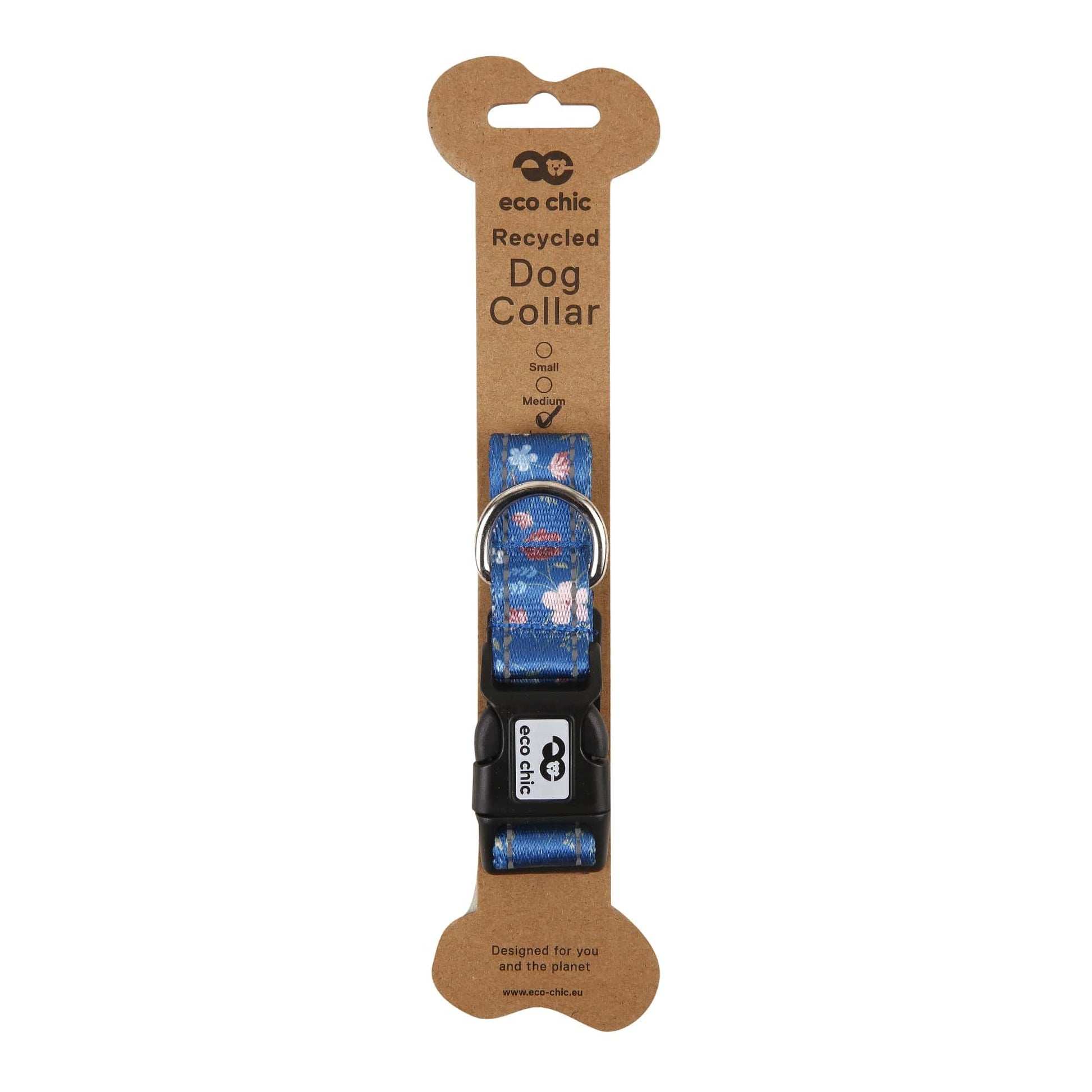 Eco Chic Eco Chic Recycled Dog Collar - Floral Navy