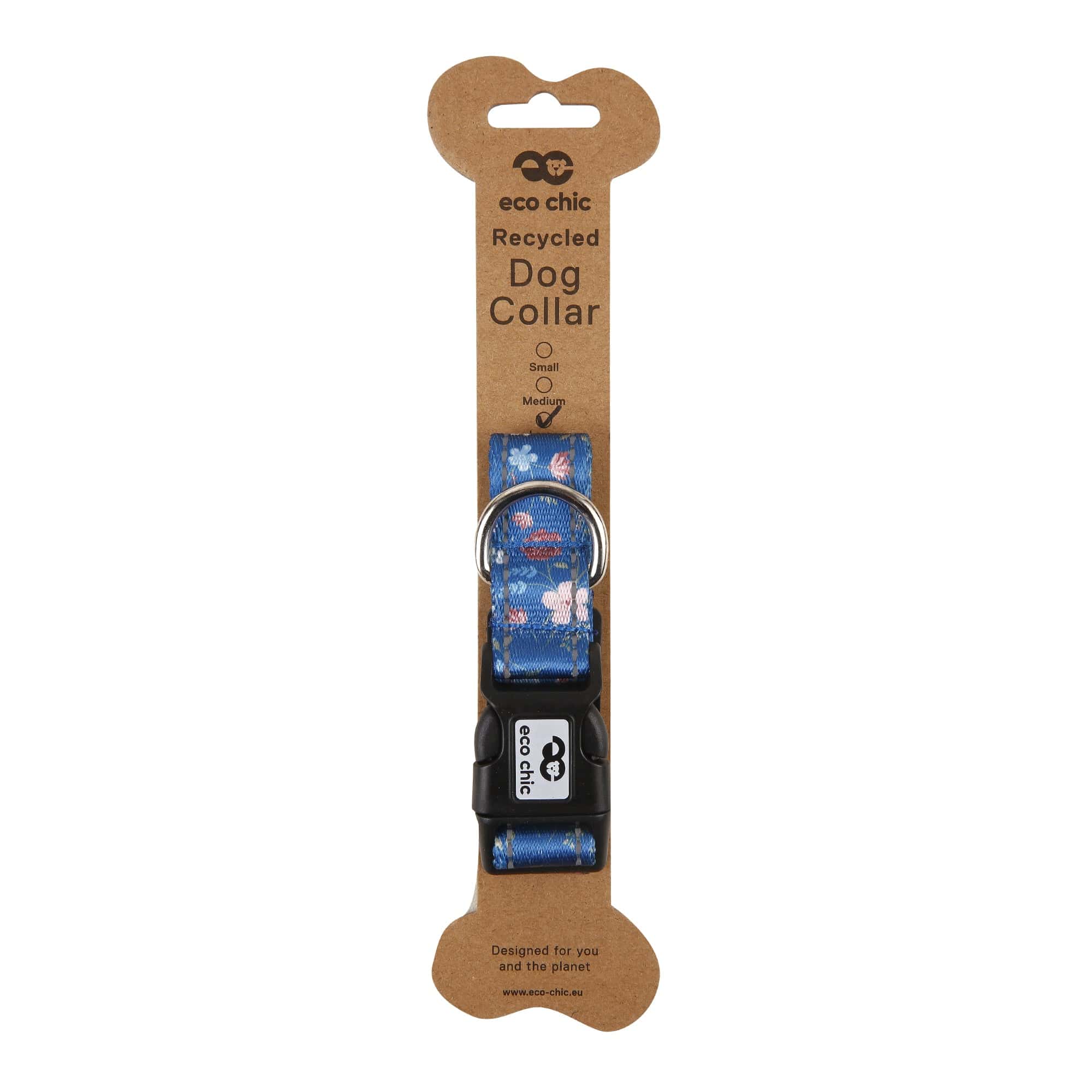 Eco Chic Eco Chic Recycled Dog Collar - Floral Navy