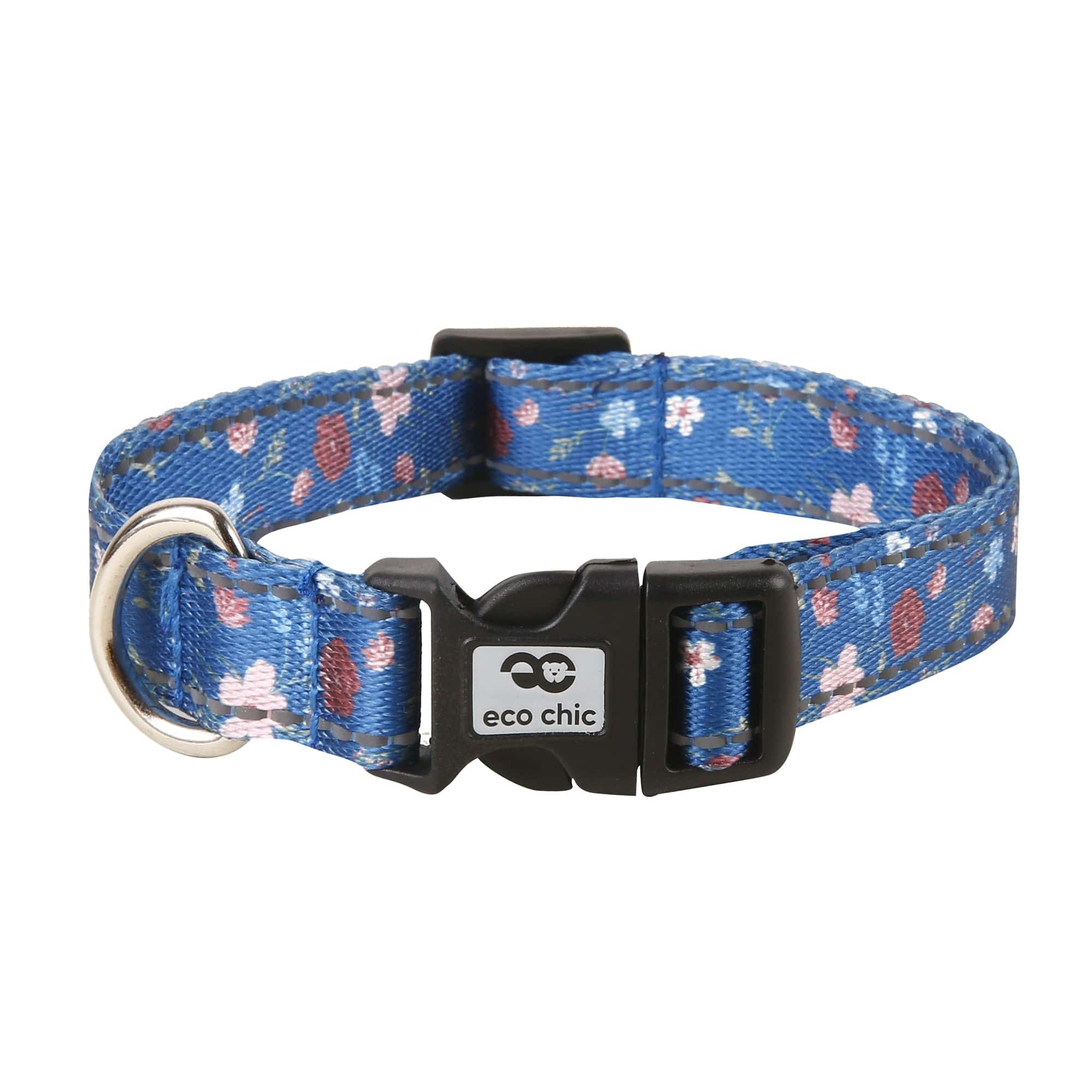 Eco Chic Small Eco Chic Recycled Dog Collar - Floral Navy