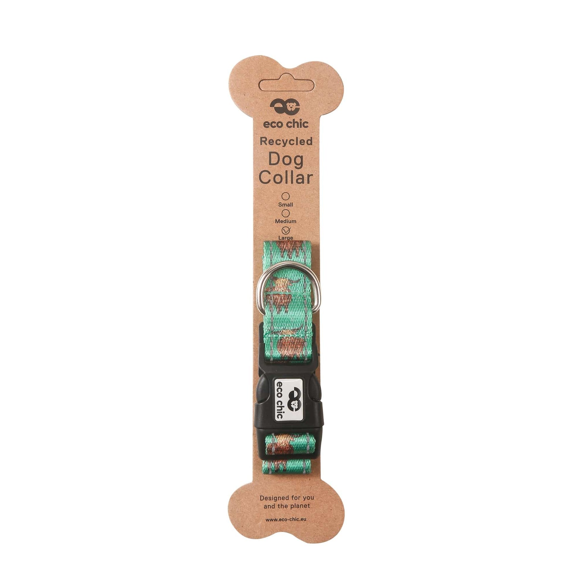 Eco Chic Eco Chic Recycled Dog Collar - Highland Cow Teal