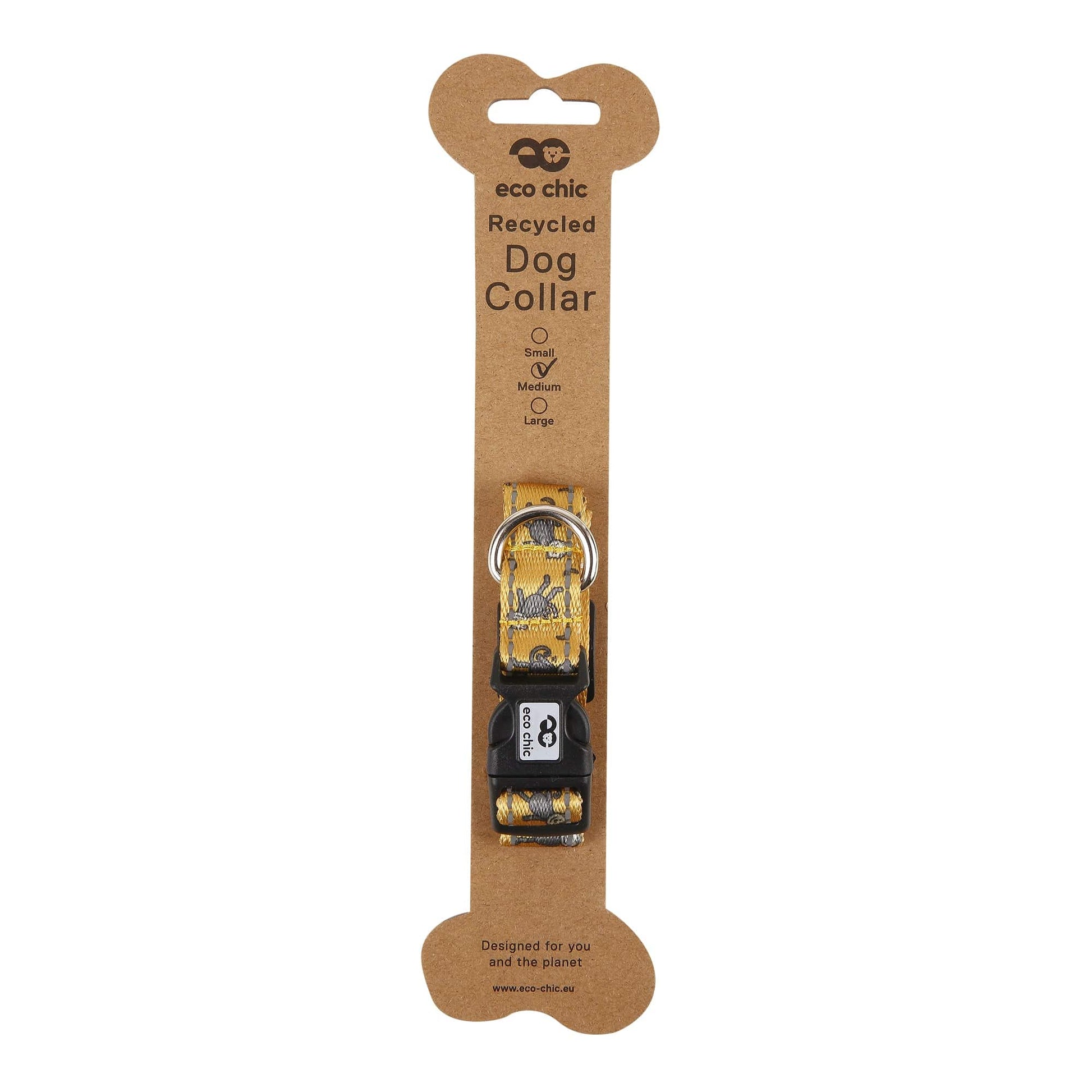 Eco Chic Eco Chic Recycled Dog Collar - Monkeys Mustard
