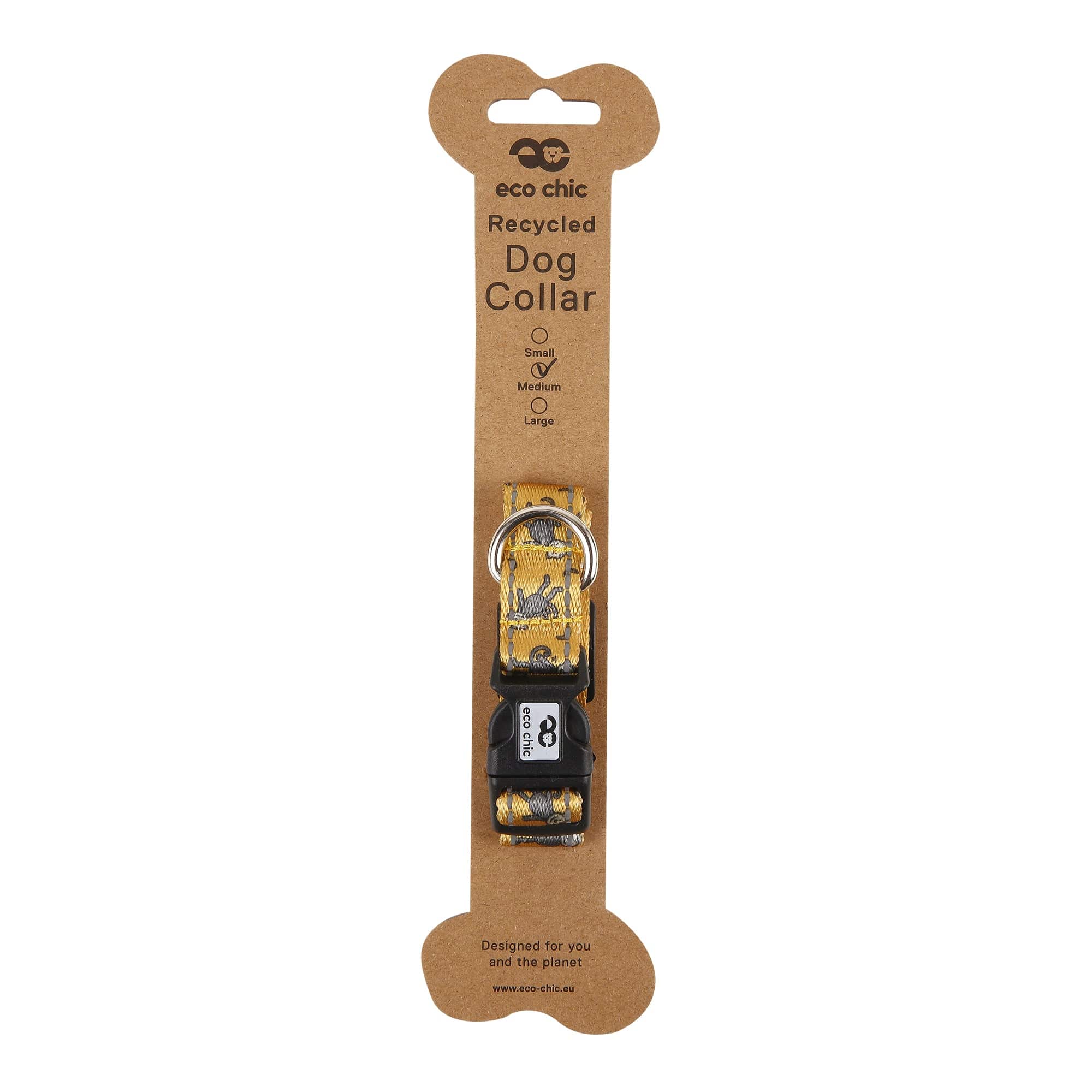 Eco Chic Eco Chic Recycled Dog Collar - Monkeys Mustard