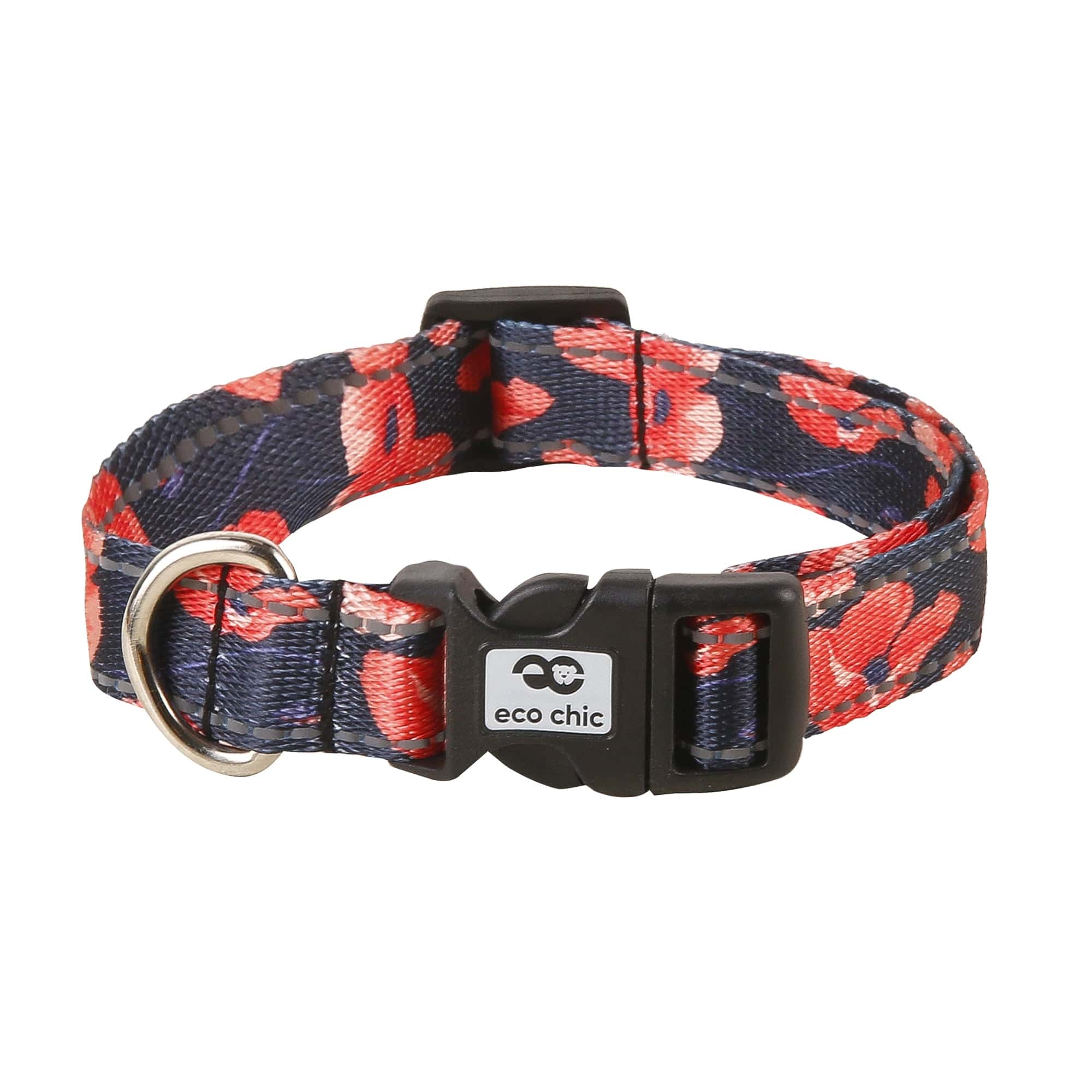 Eco Chic Small Eco Chic Recycled Dog Collar - Poppies Navy