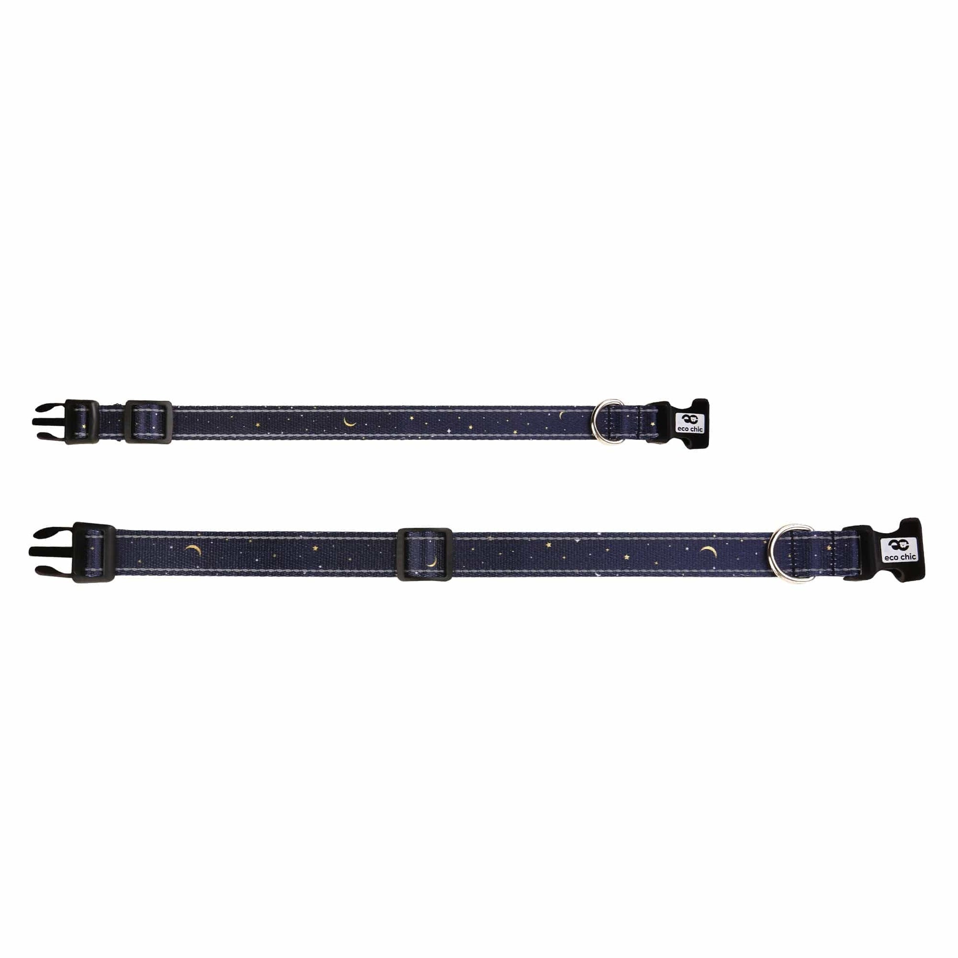 Eco Chic Eco Chic Recycled Dog Collar - Stars and Moons Navy
