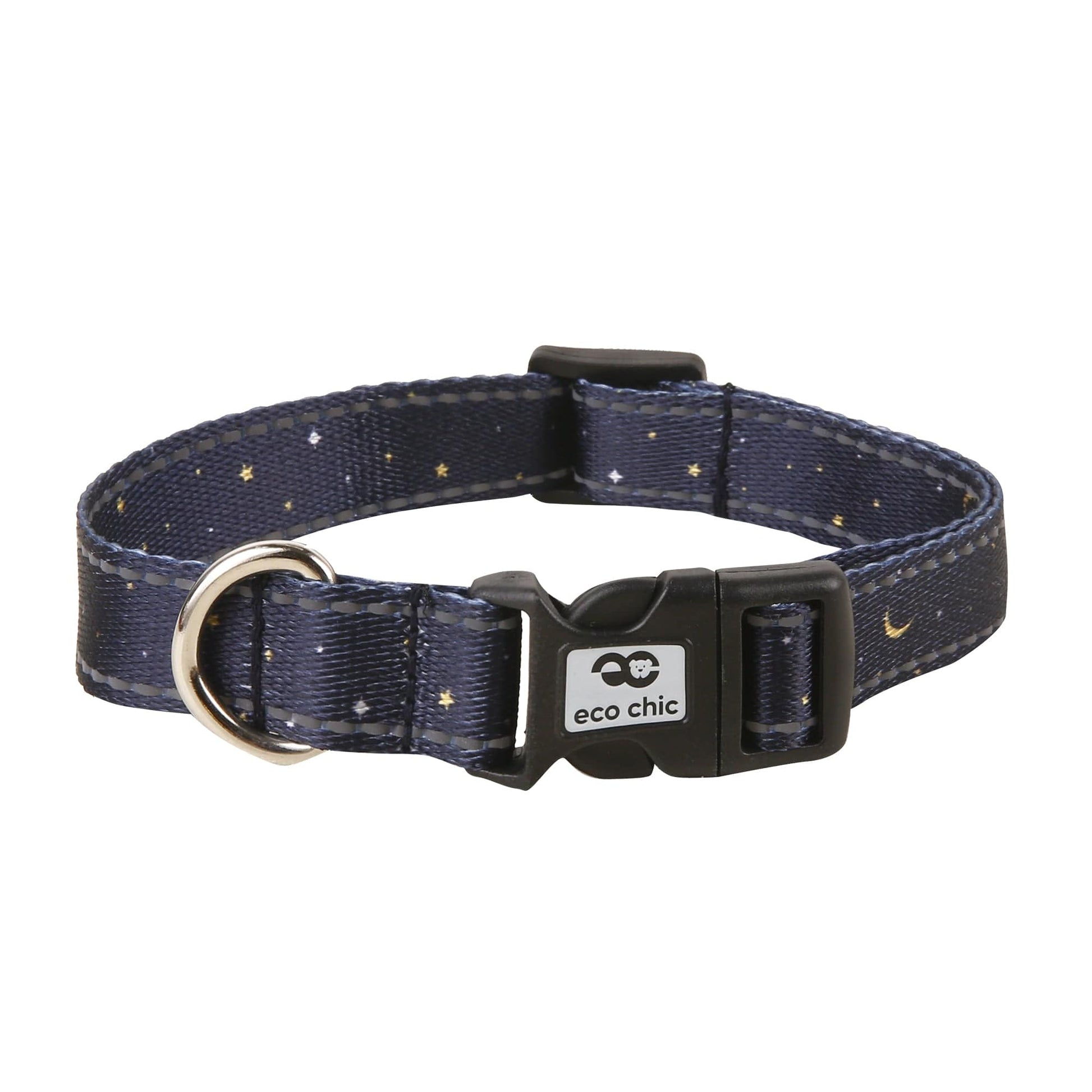 Eco Chic Large Eco Chic Recycled Dog Collar - Stars and Moons Navy
