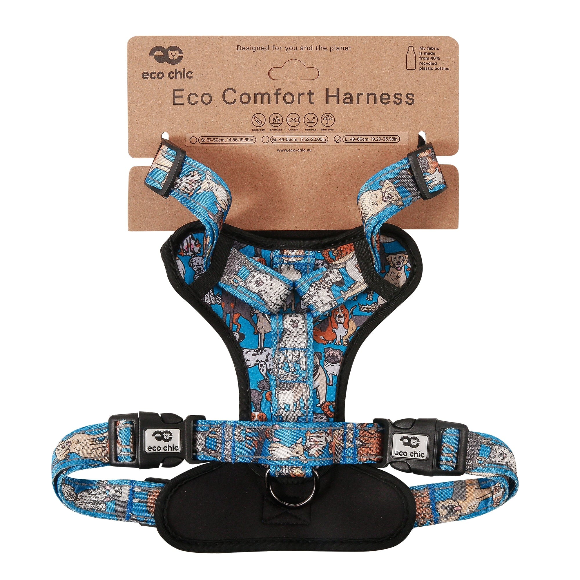 Eco Chic Eco Chic Recycled Dog Harness - Dogs Blue