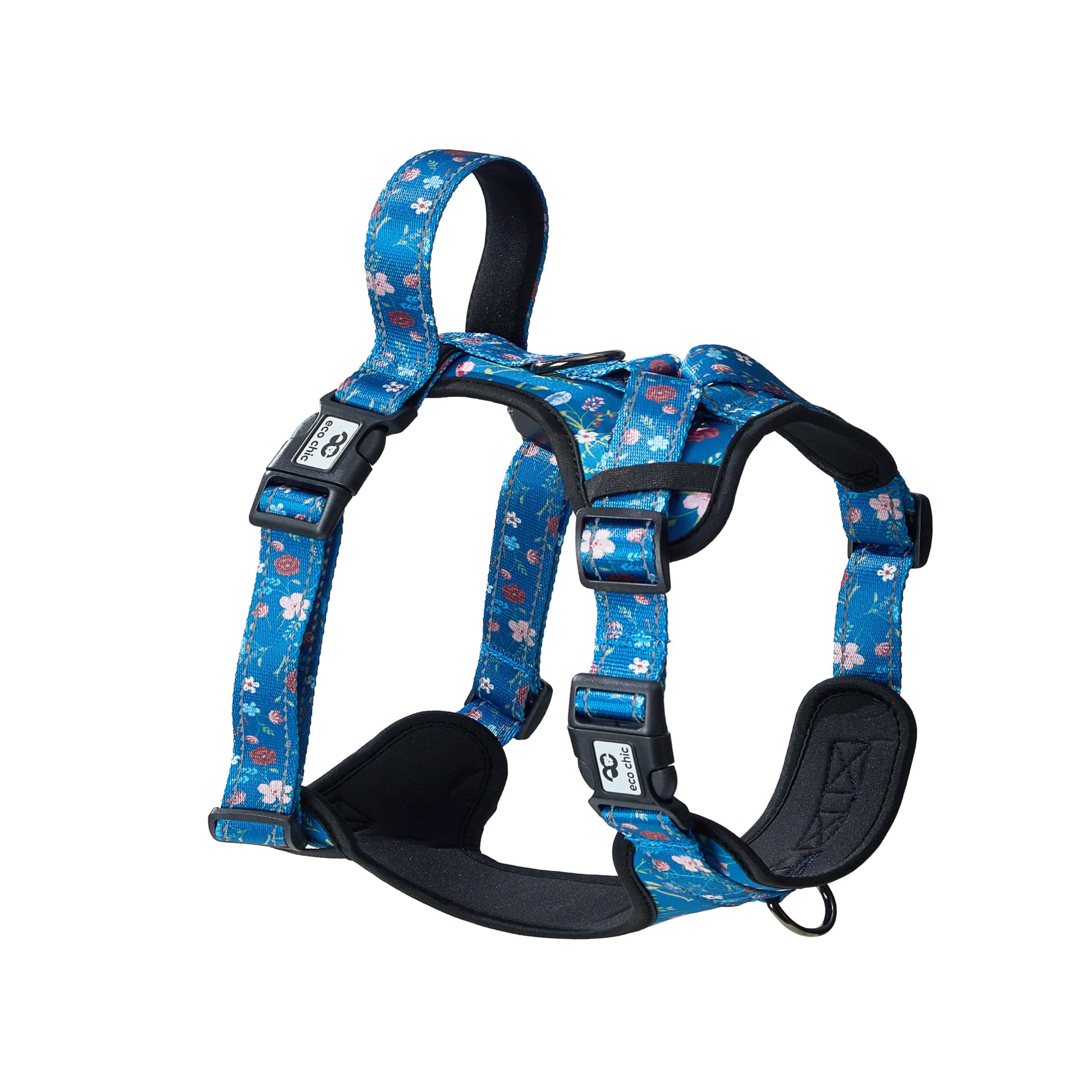 Eco Chic Small Eco Chic Recycled Dog Harness - Floral Navy