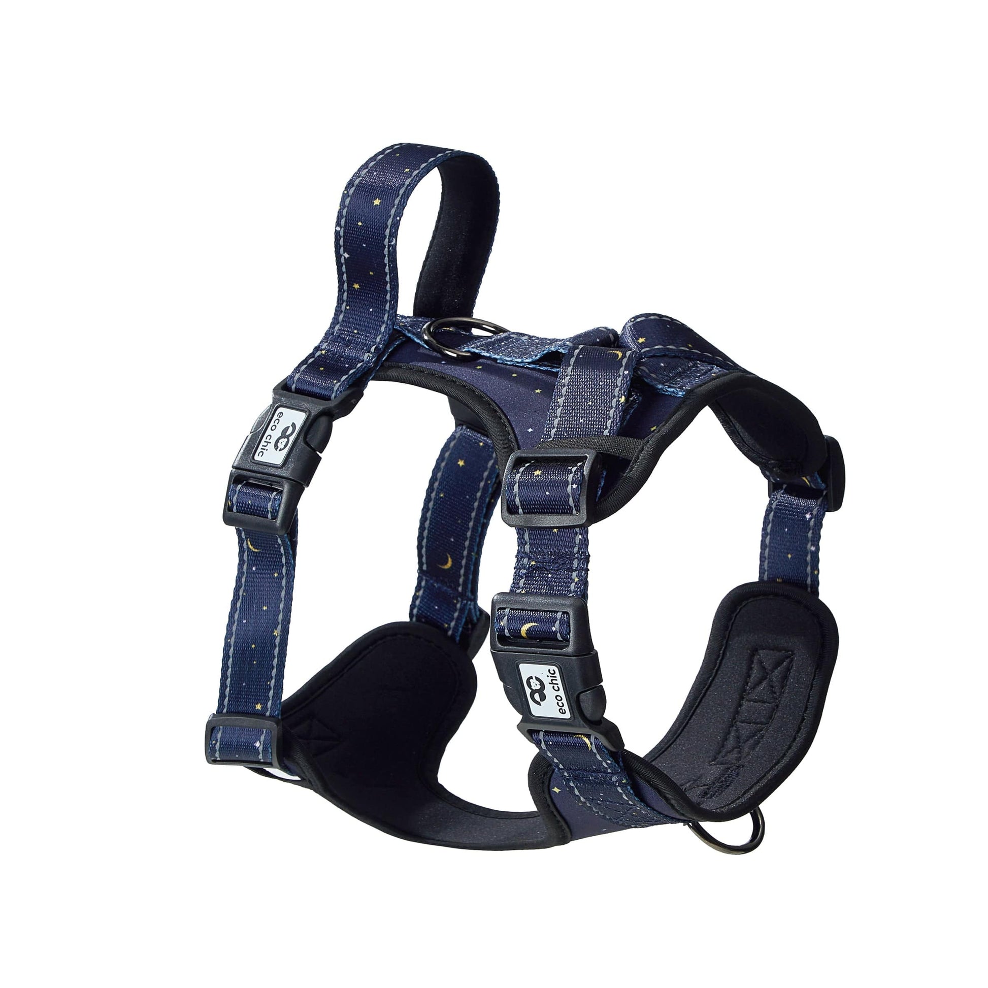 Eco Chic Small Eco Chic Recycled Dog Harness - Stars and Moons Navy